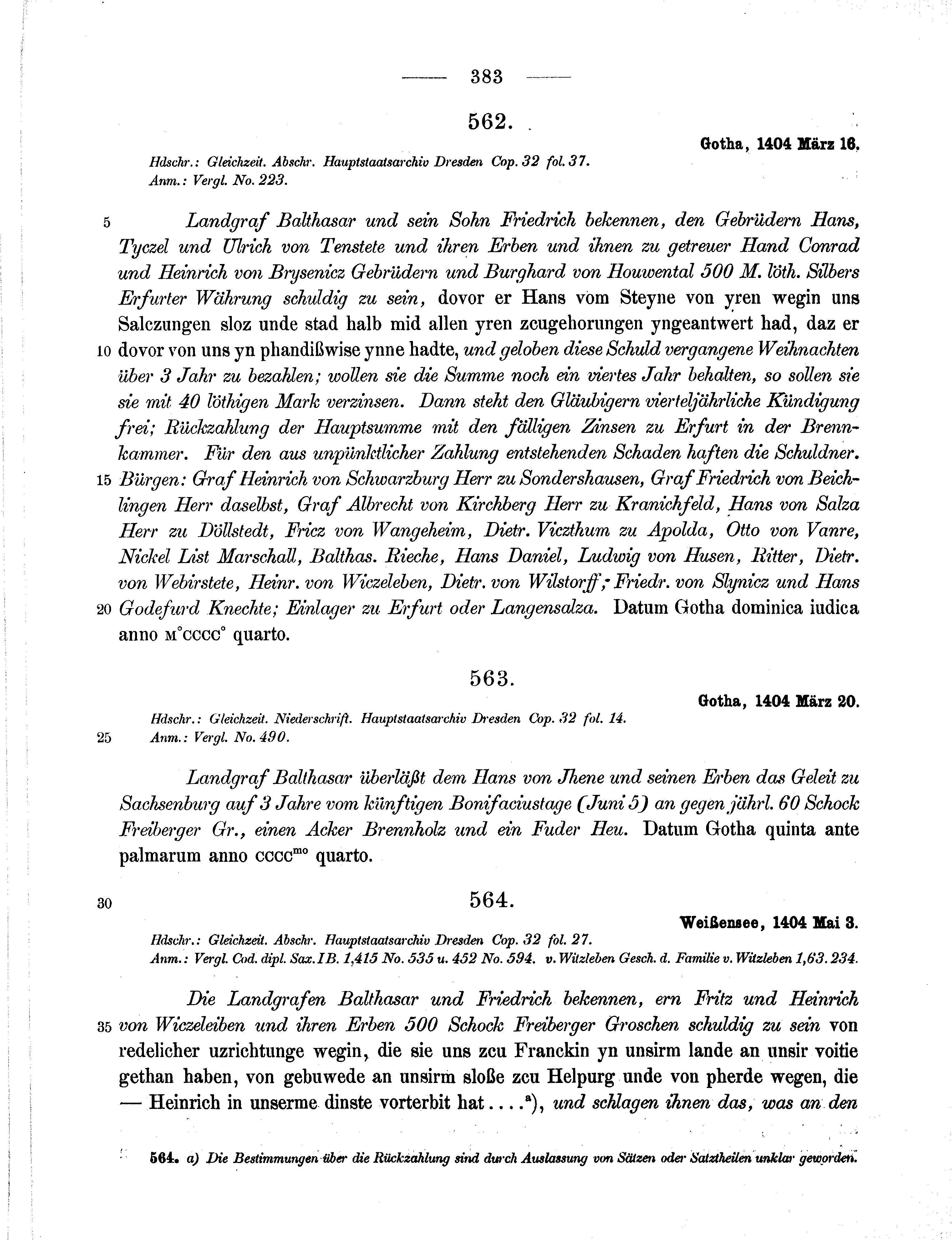 Historische Urkunde Seite 383 aus Band cds1b2
