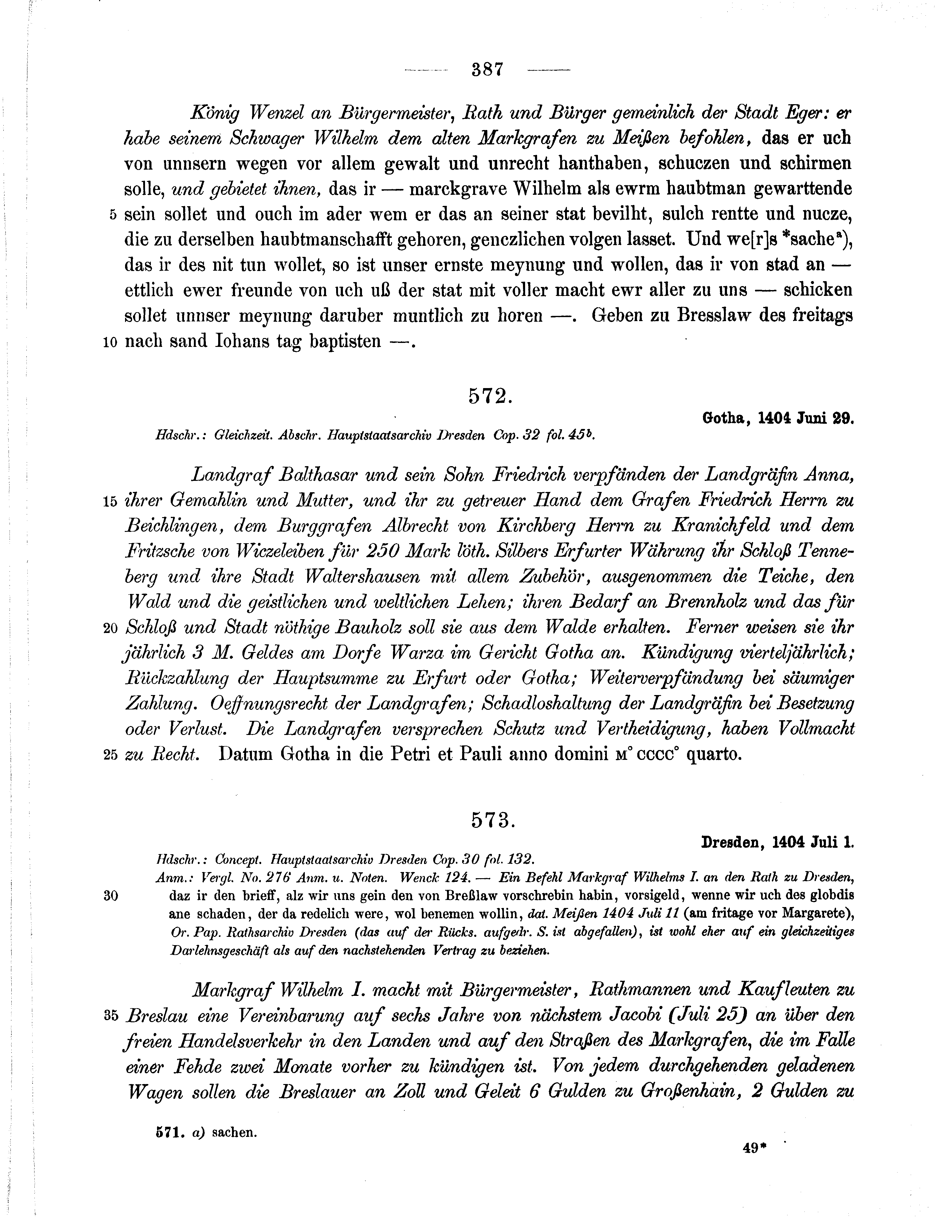 Historische Urkunde Seite 387 aus Band cds1b2