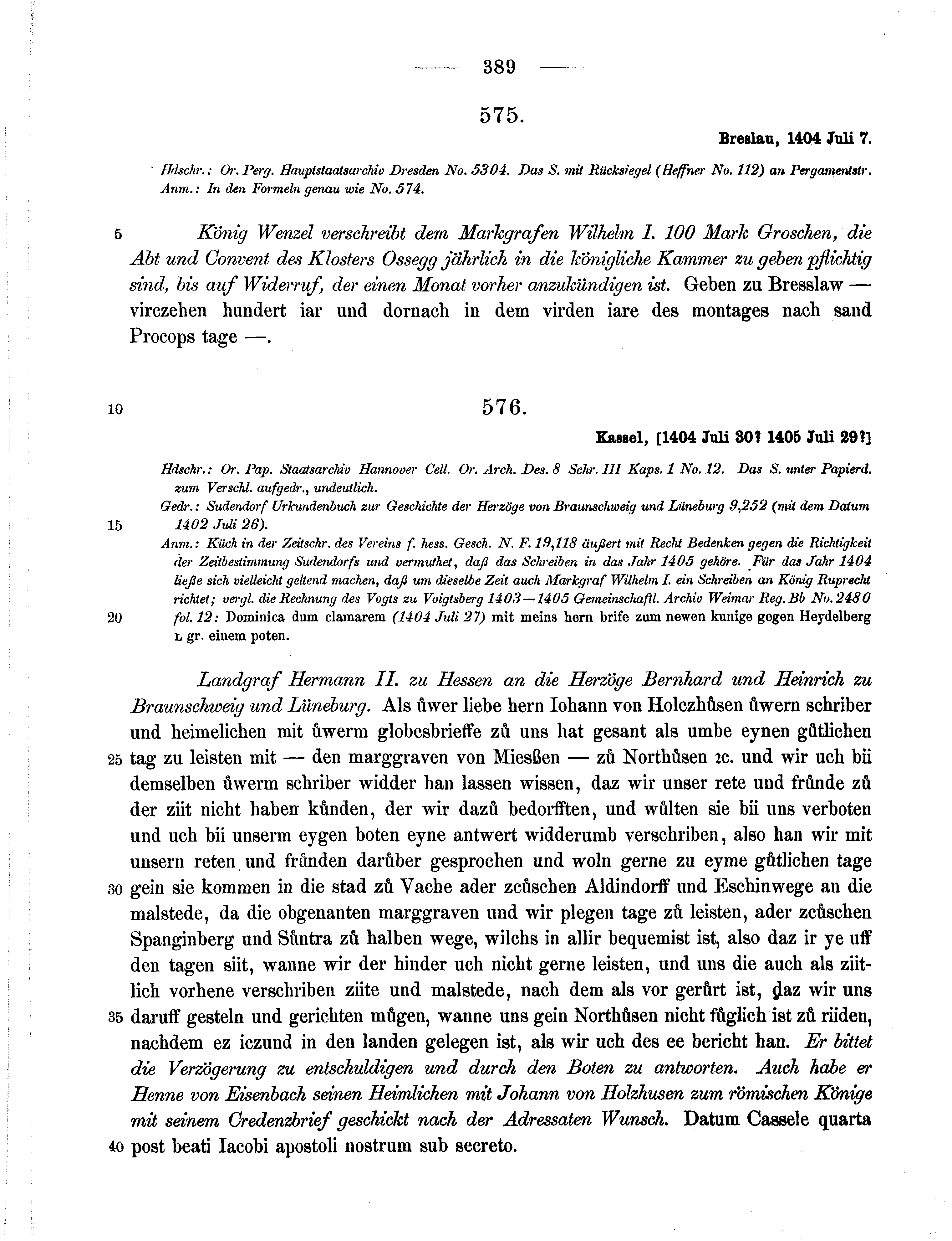 Historische Urkunde Seite 389 aus Band cds1b2