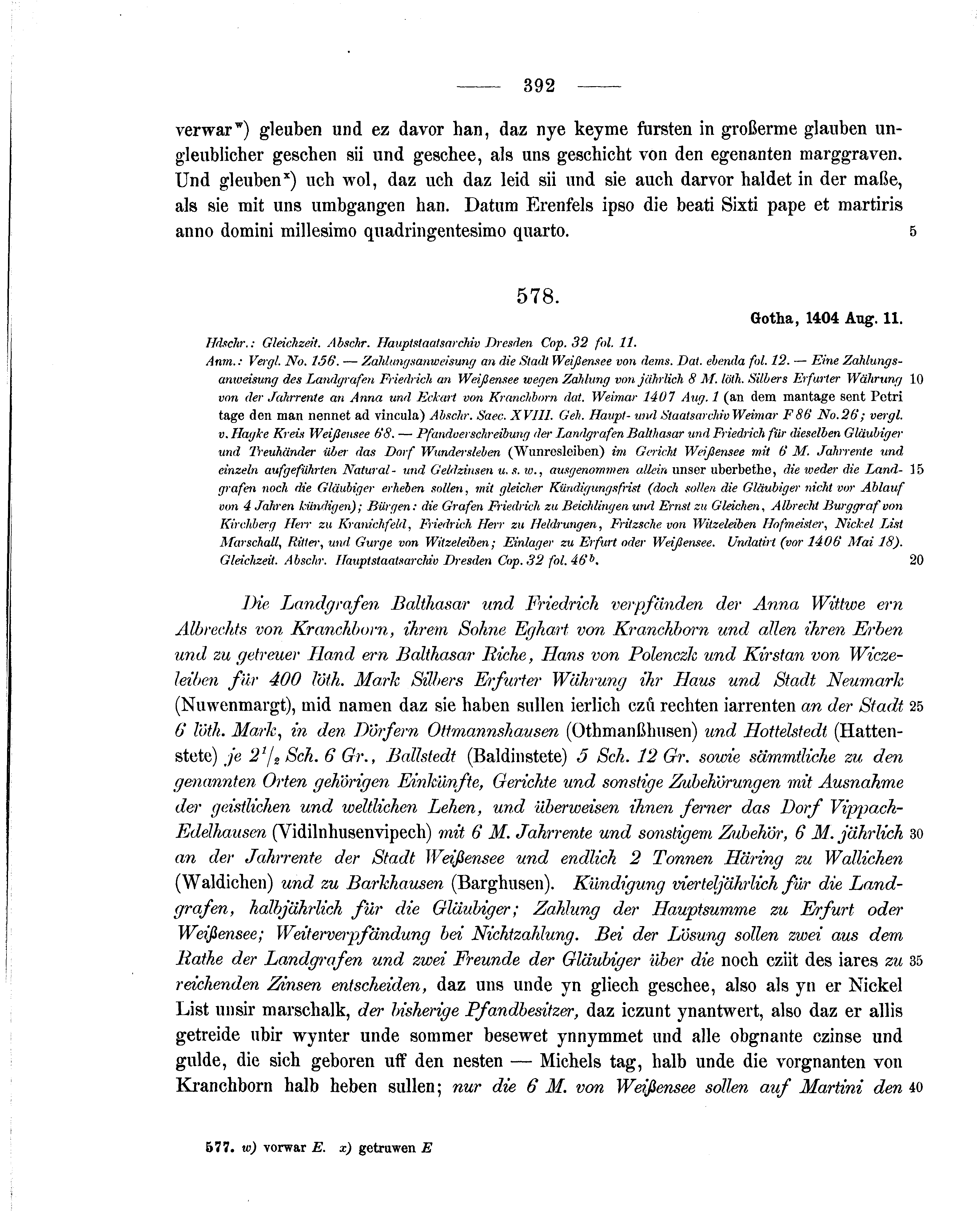 Historische Urkunde Seite 392 aus Band cds1b2
