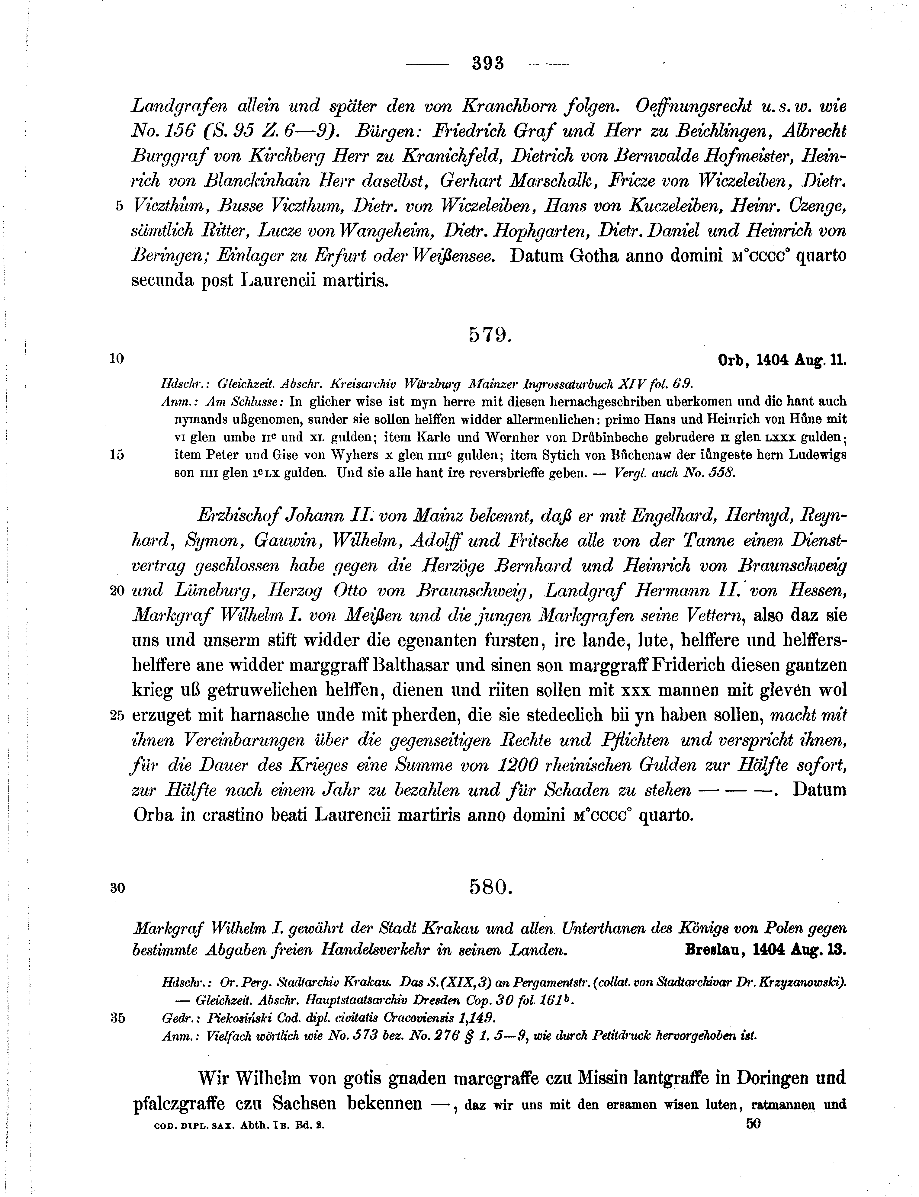 Historische Urkunde Seite 393 aus Band cds1b2