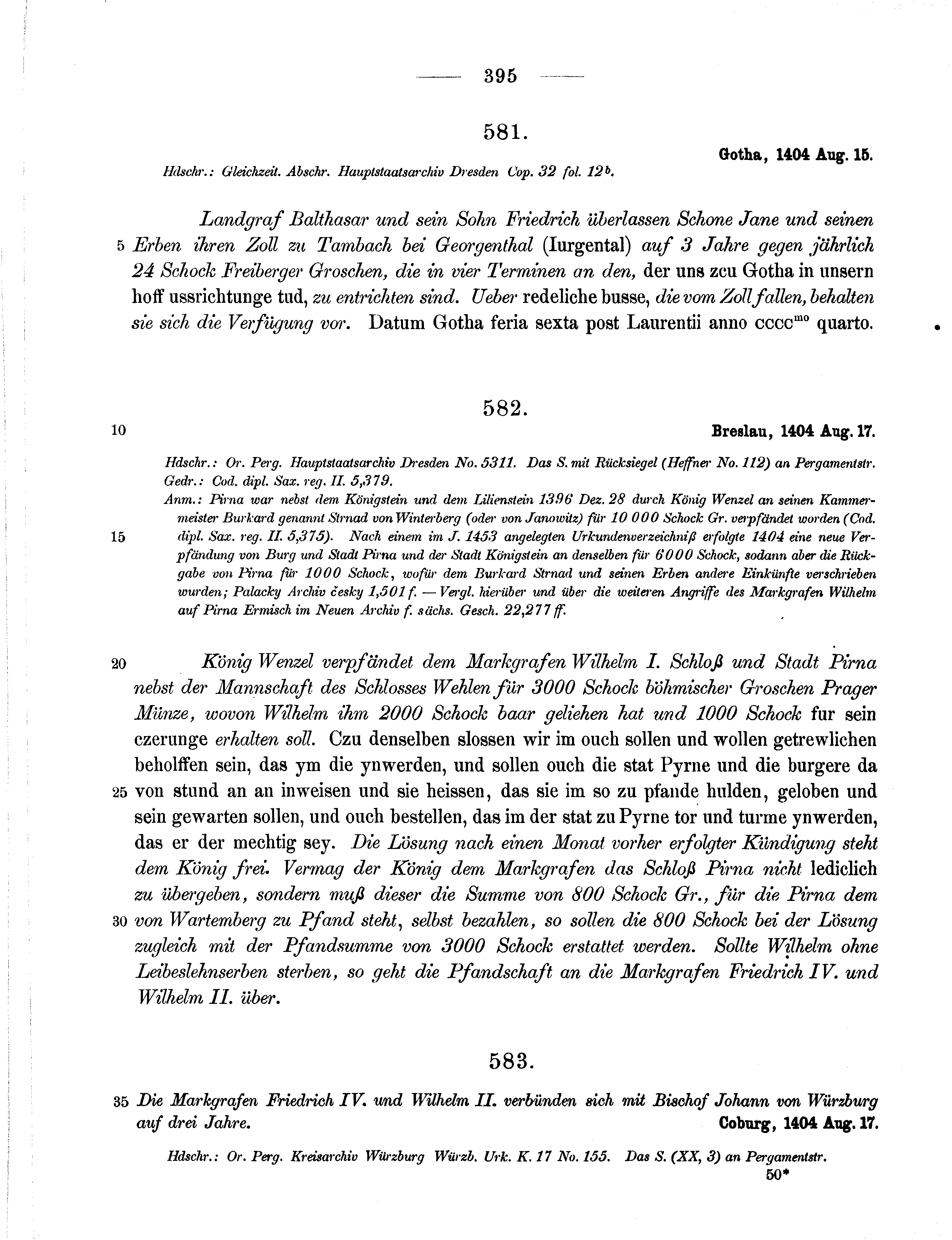 Historische Urkunde Seite 395 aus Band cds1b2