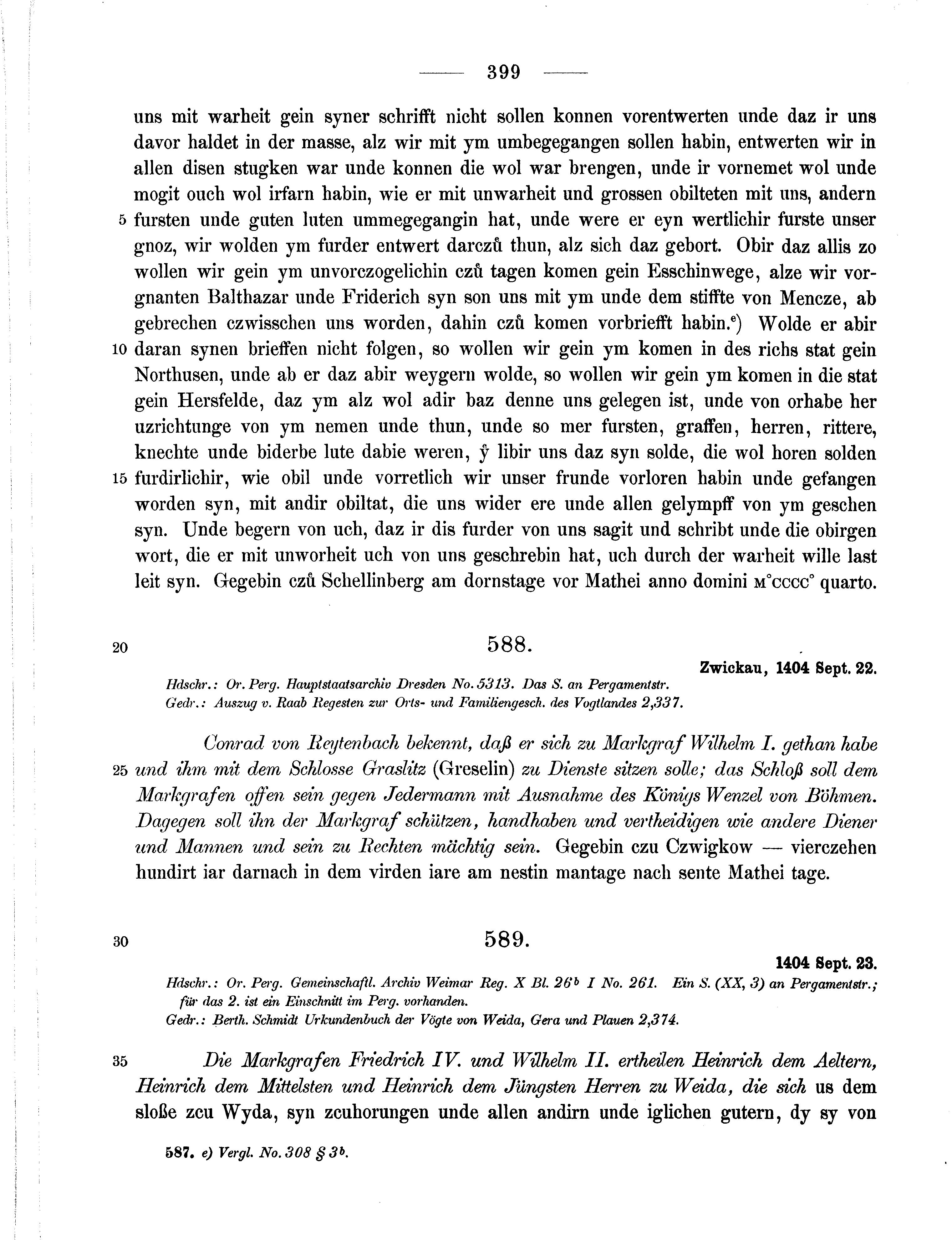 Historische Urkunde Seite 399 aus Band cds1b2