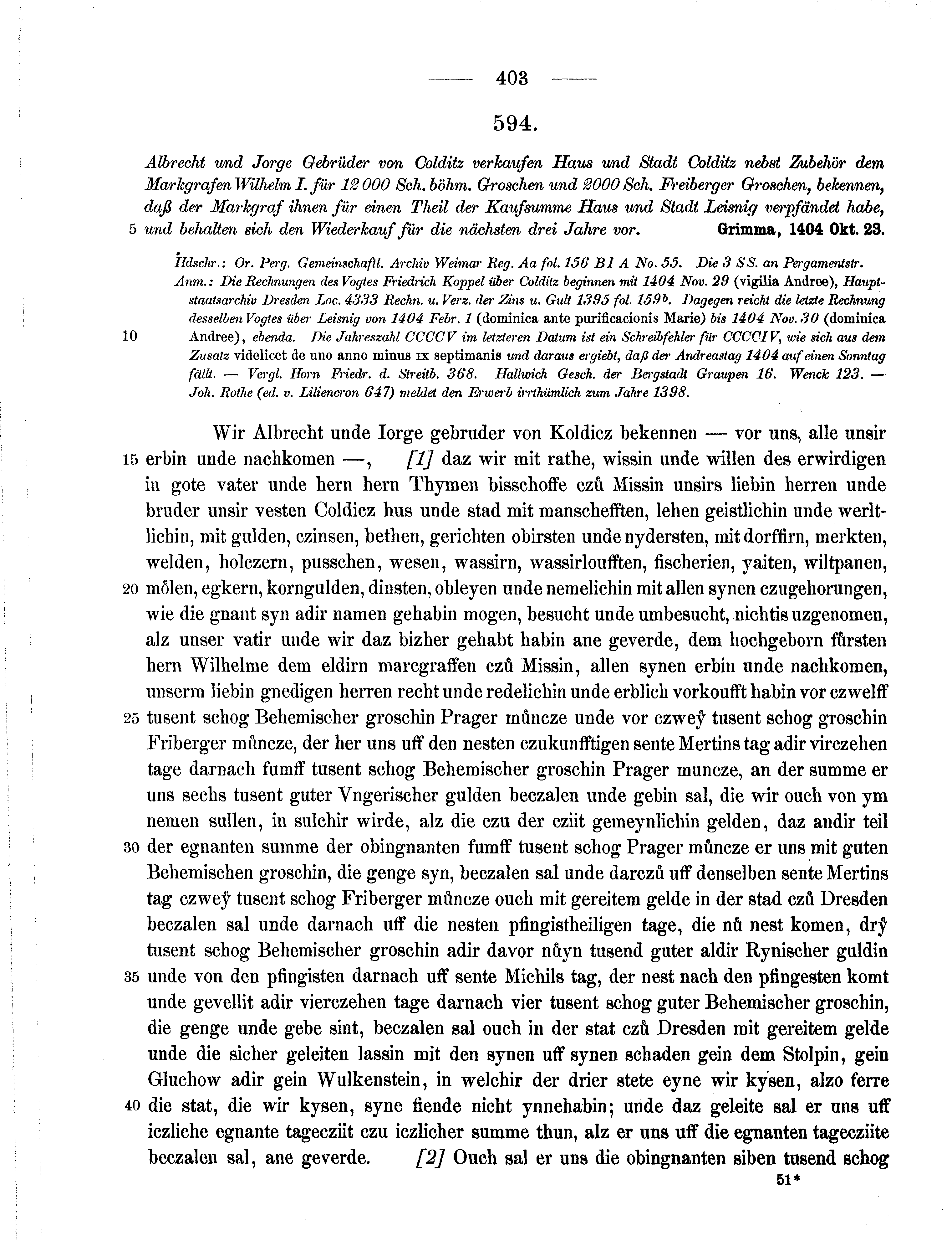 Historische Urkunde Seite 403 aus Band cds1b2