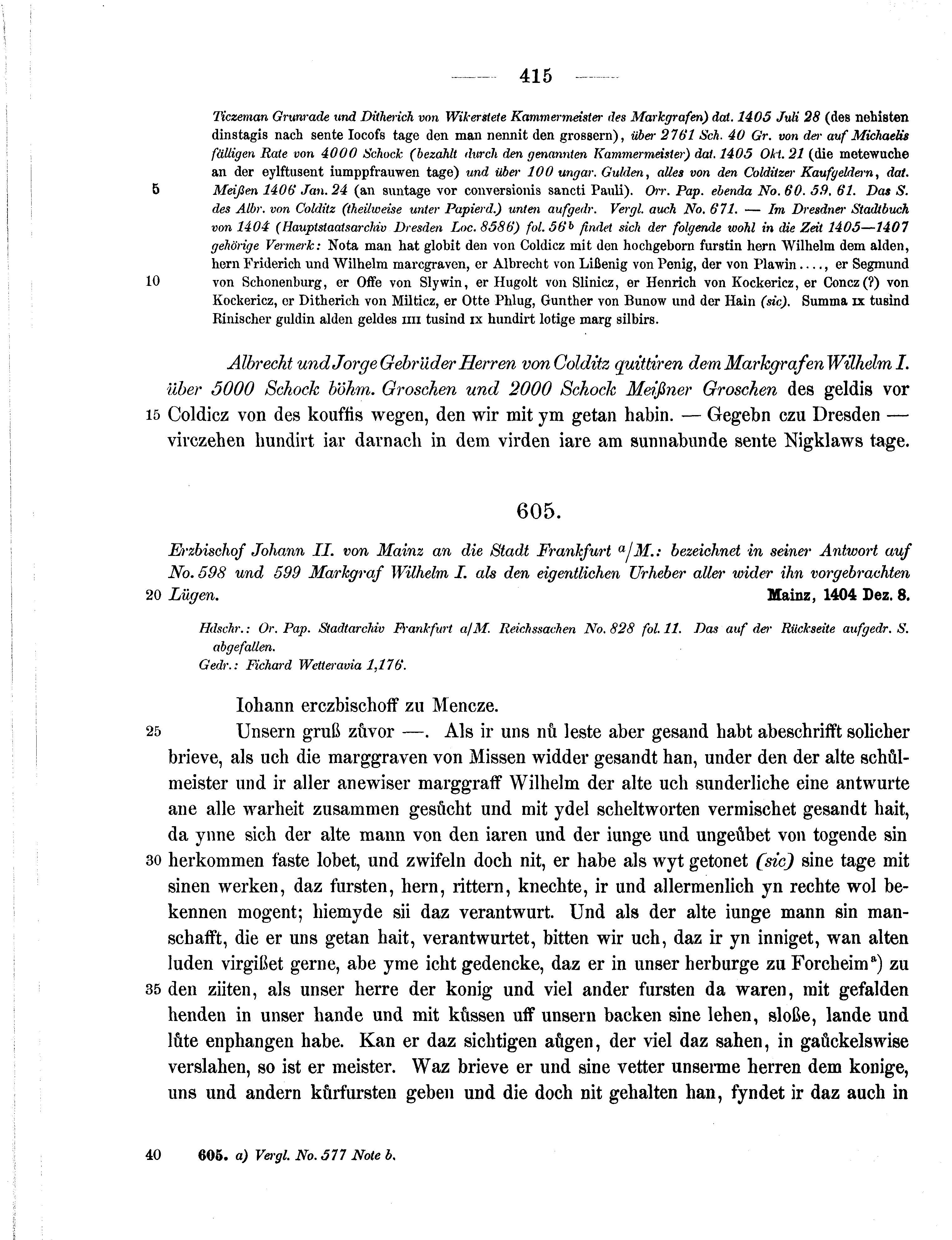 Historische Urkunde Seite 415 aus Band cds1b2