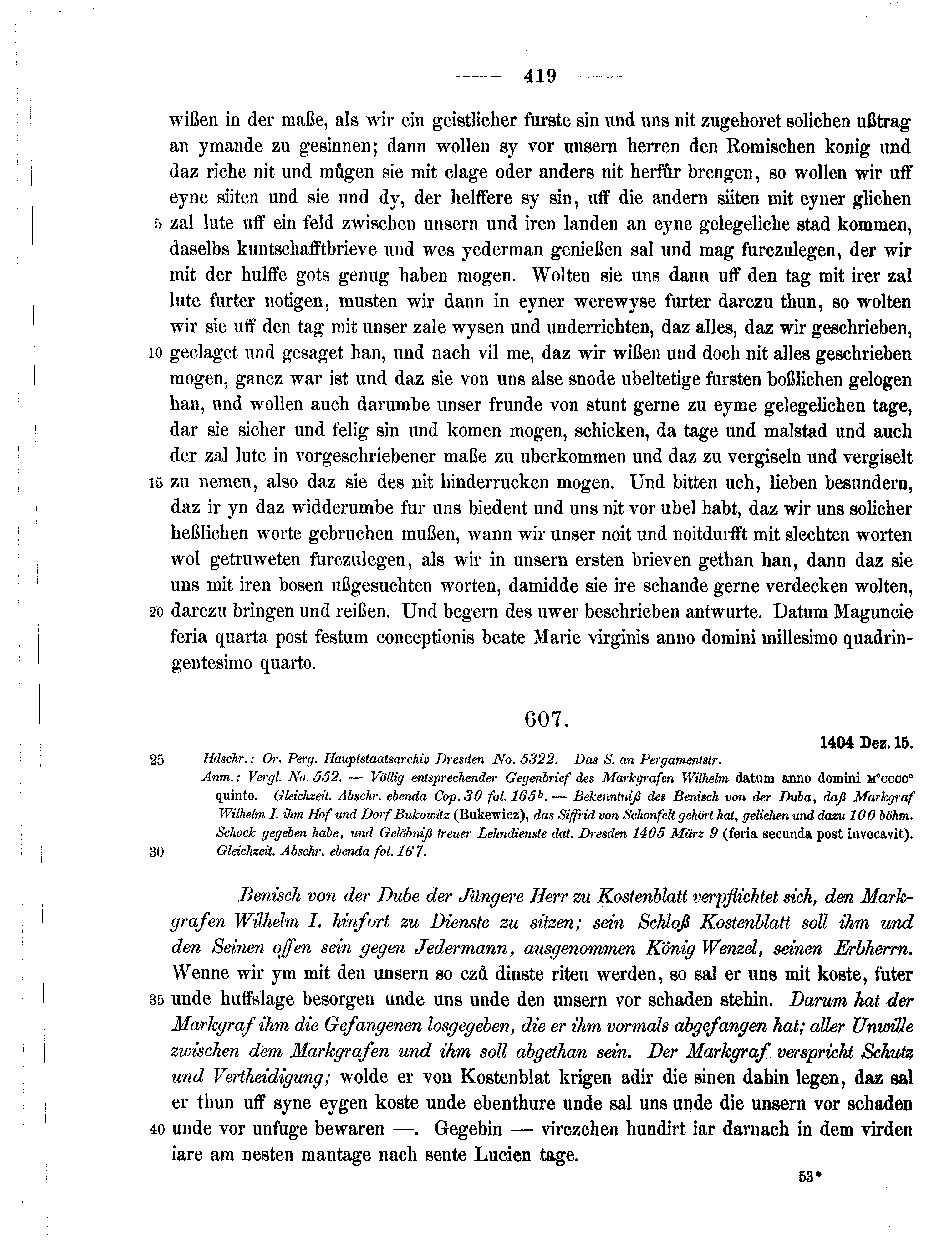 Historische Urkunde Seite 419 aus Band cds1b2
