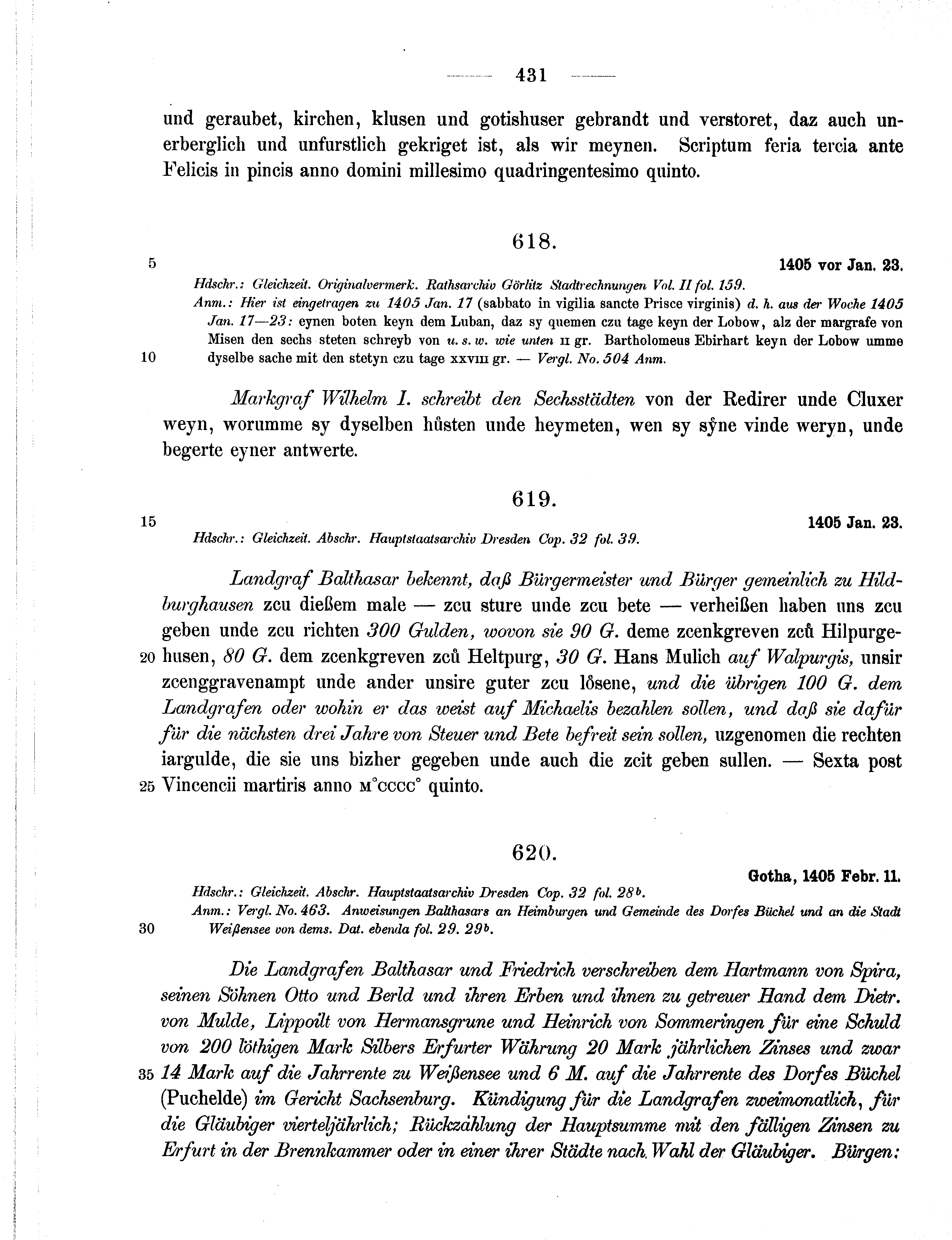 Historische Urkunde Seite 431 aus Band cds1b2