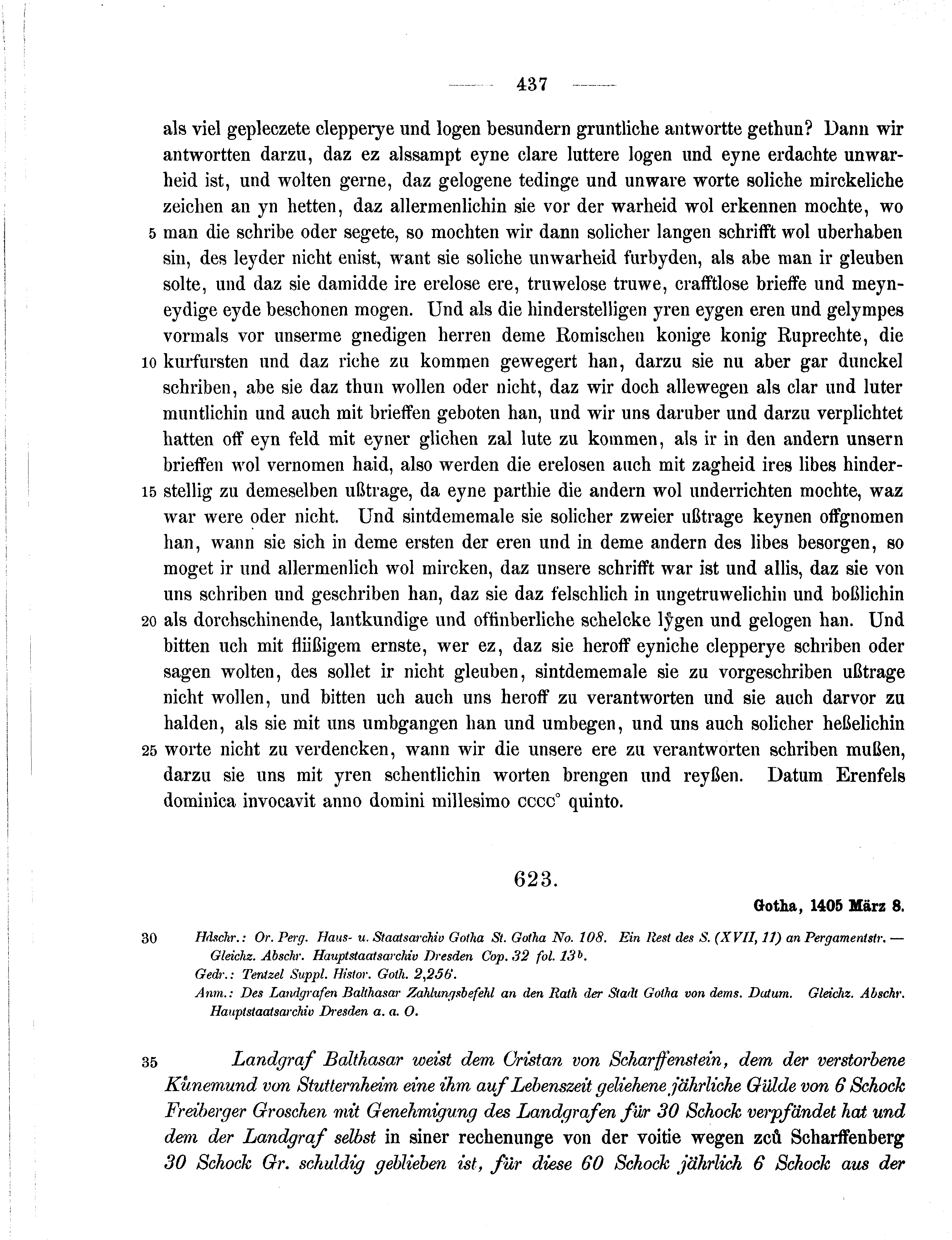 Historische Urkunde Seite 437 aus Band cds1b2