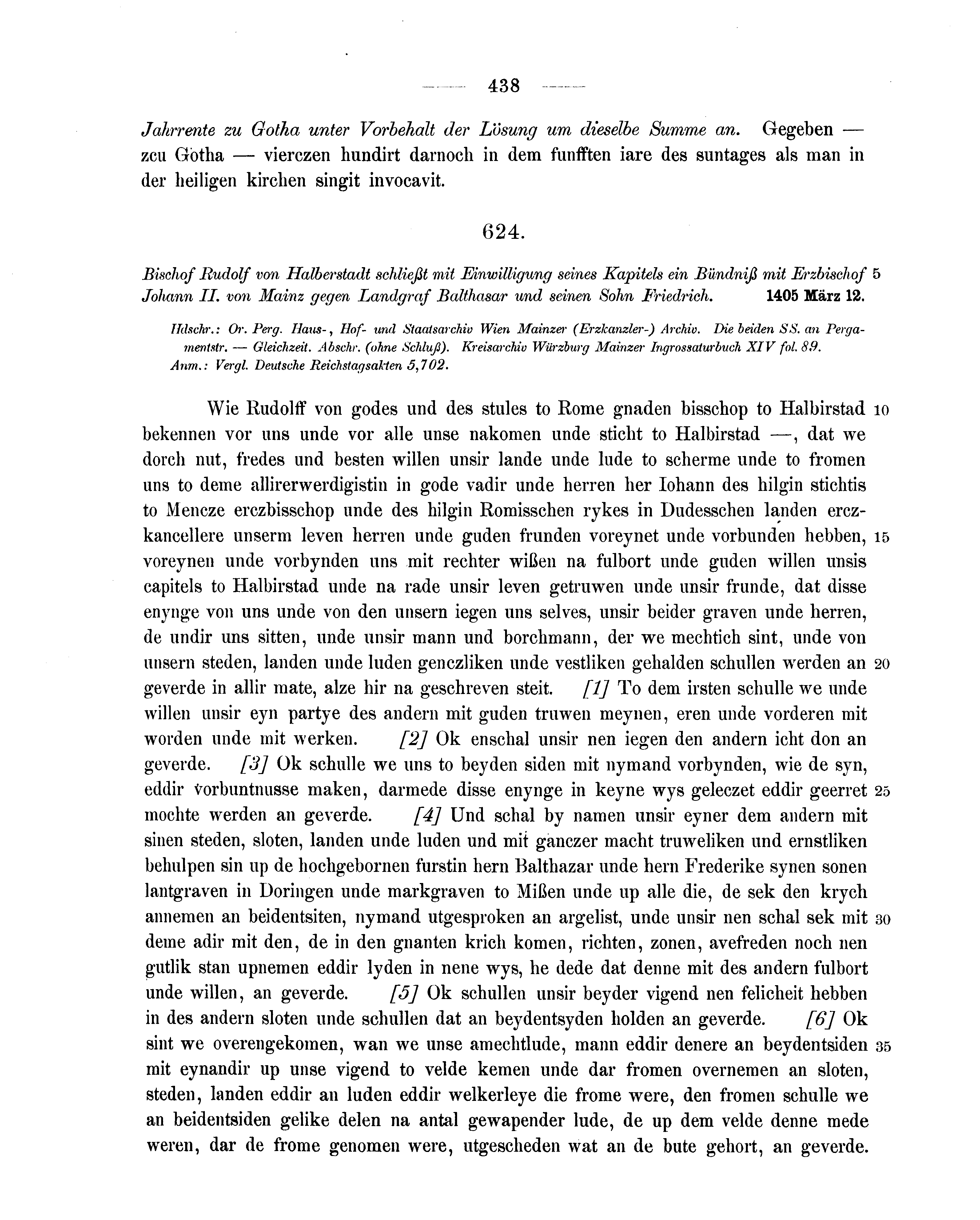 Historische Urkunde Seite 438 aus Band cds1b2