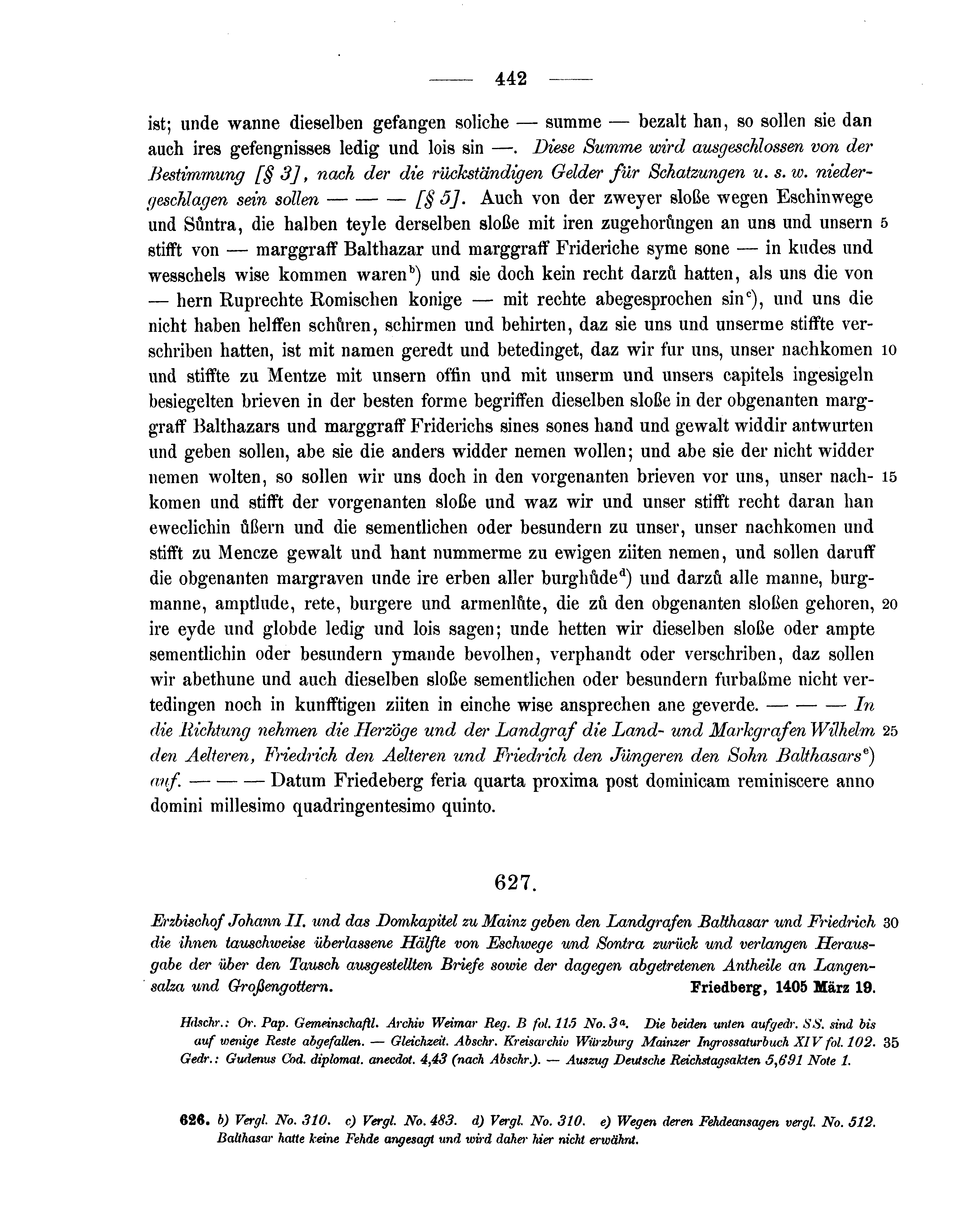 Historische Urkunde Seite 442 aus Band cds1b2