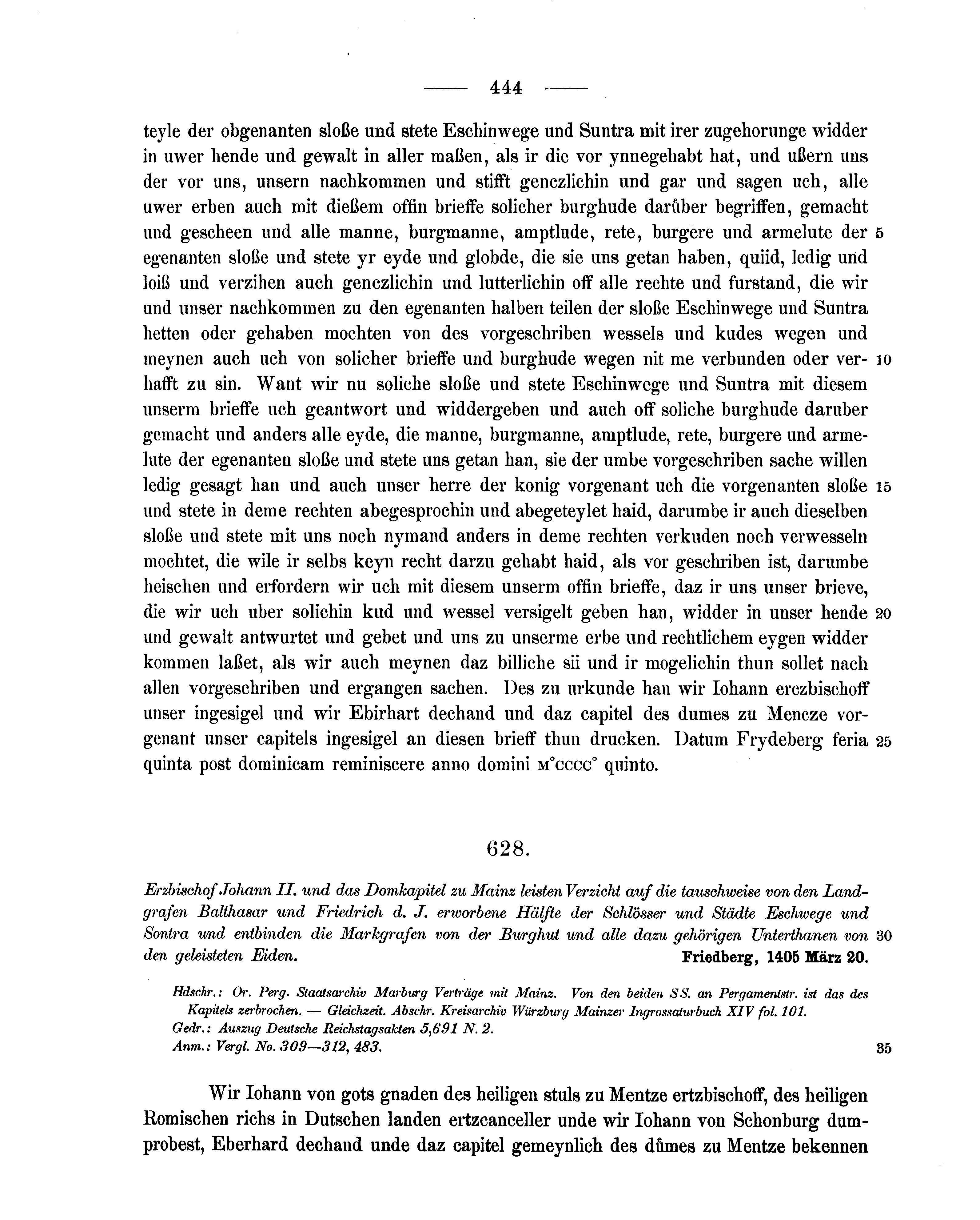 Historische Urkunde Seite 444 aus Band cds1b2