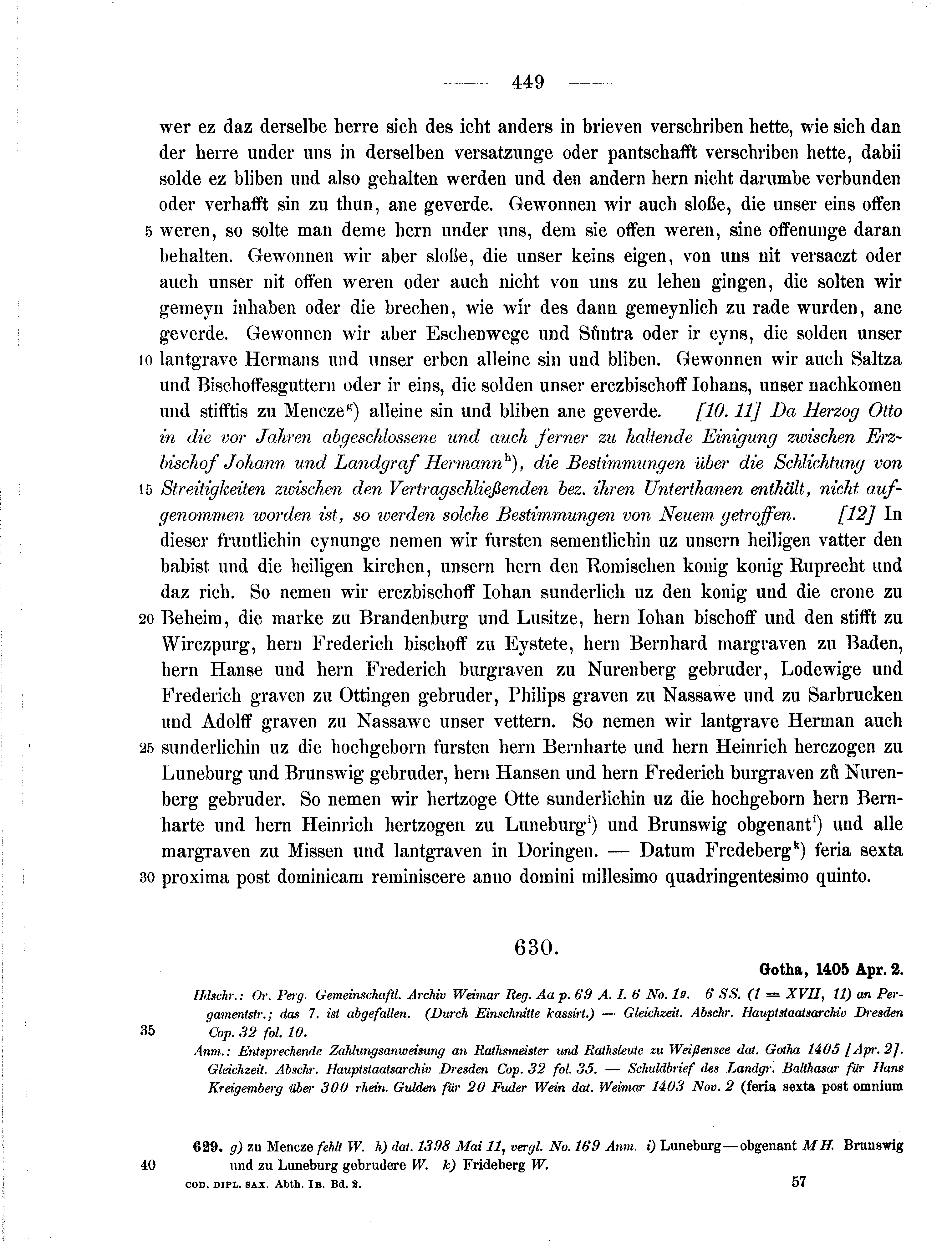 Historische Urkunde Seite 449 aus Band cds1b2