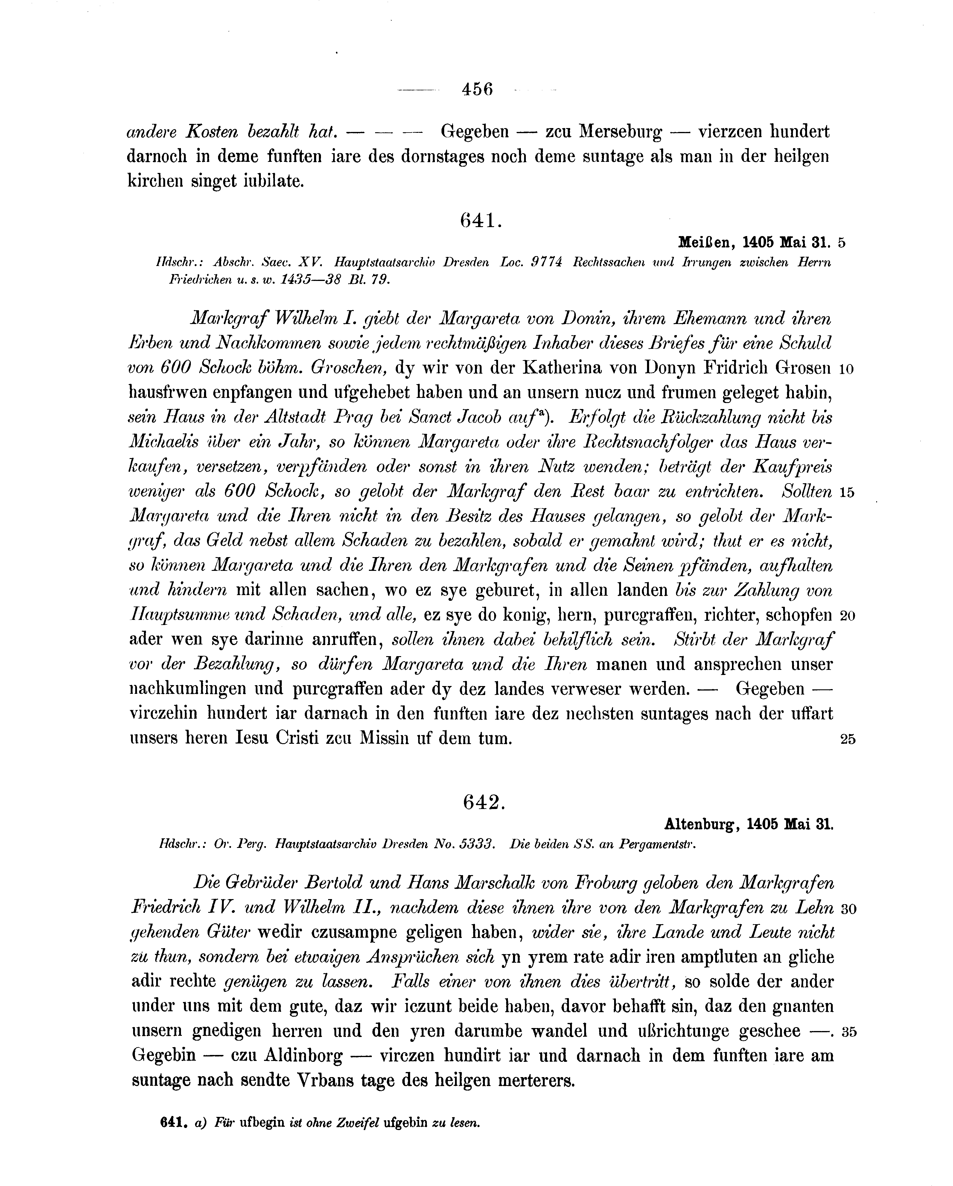 Historische Urkunde Seite 456 aus Band cds1b2