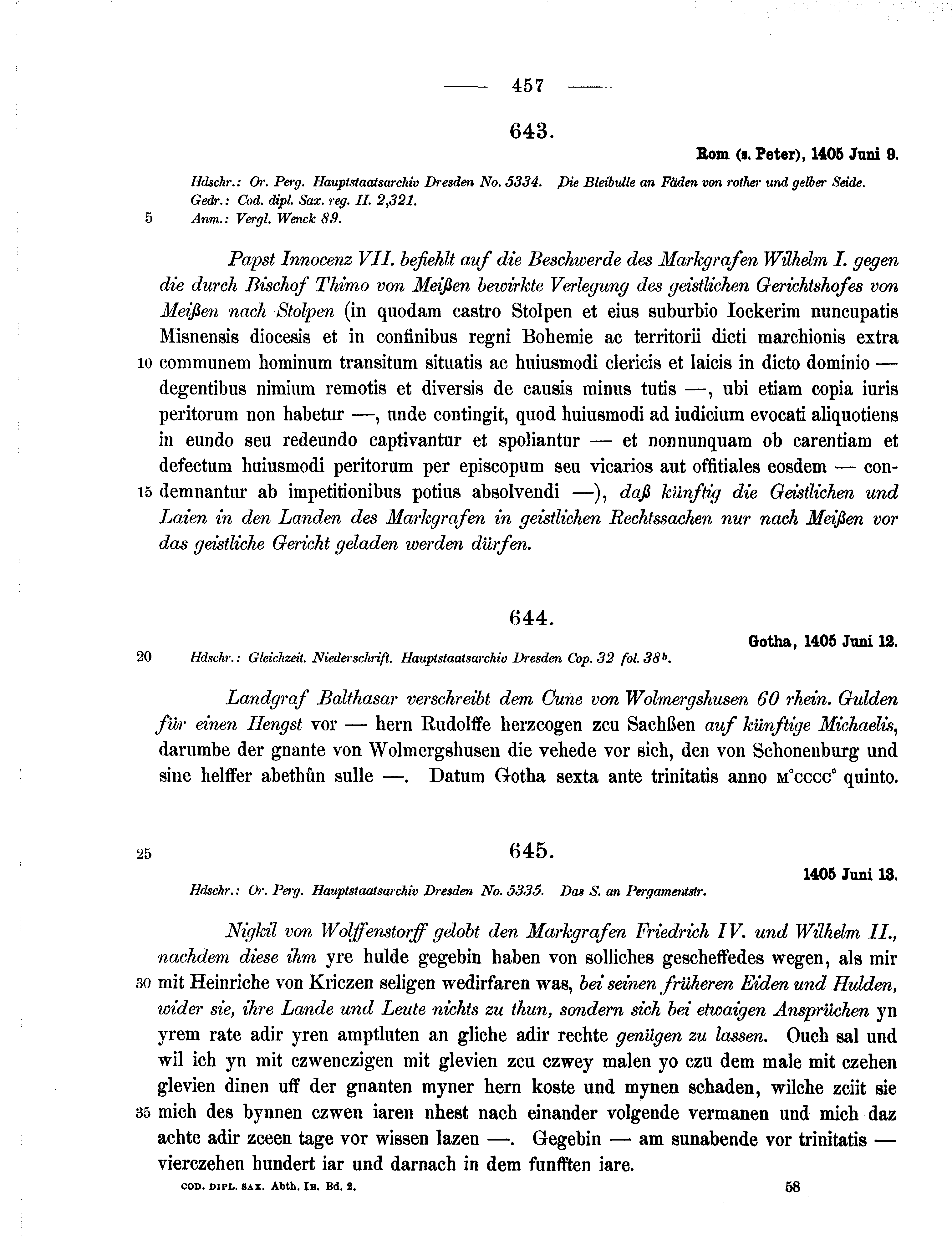 Historische Urkunde Seite 457 aus Band cds1b2