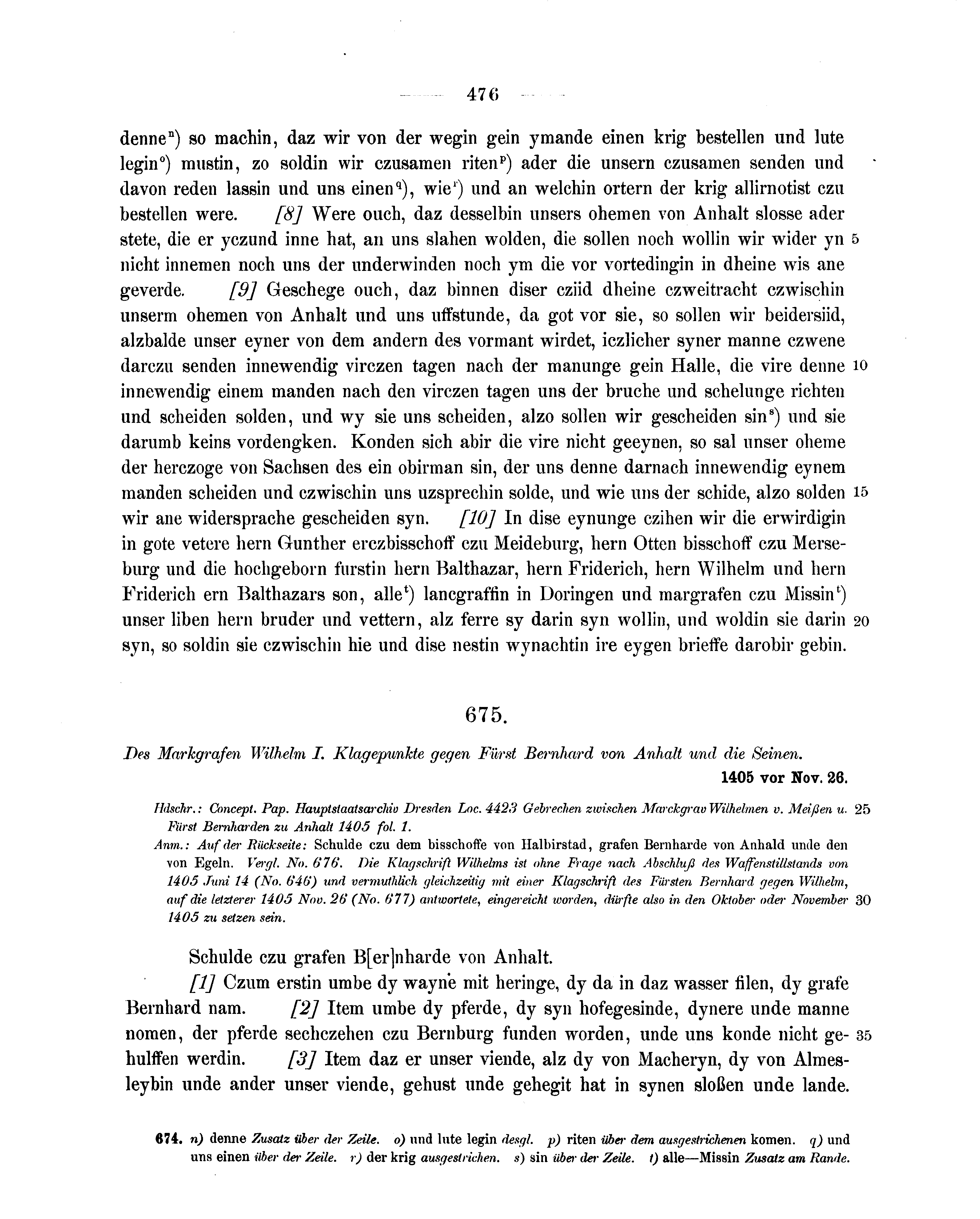 Historische Urkunde Seite 476 aus Band cds1b2