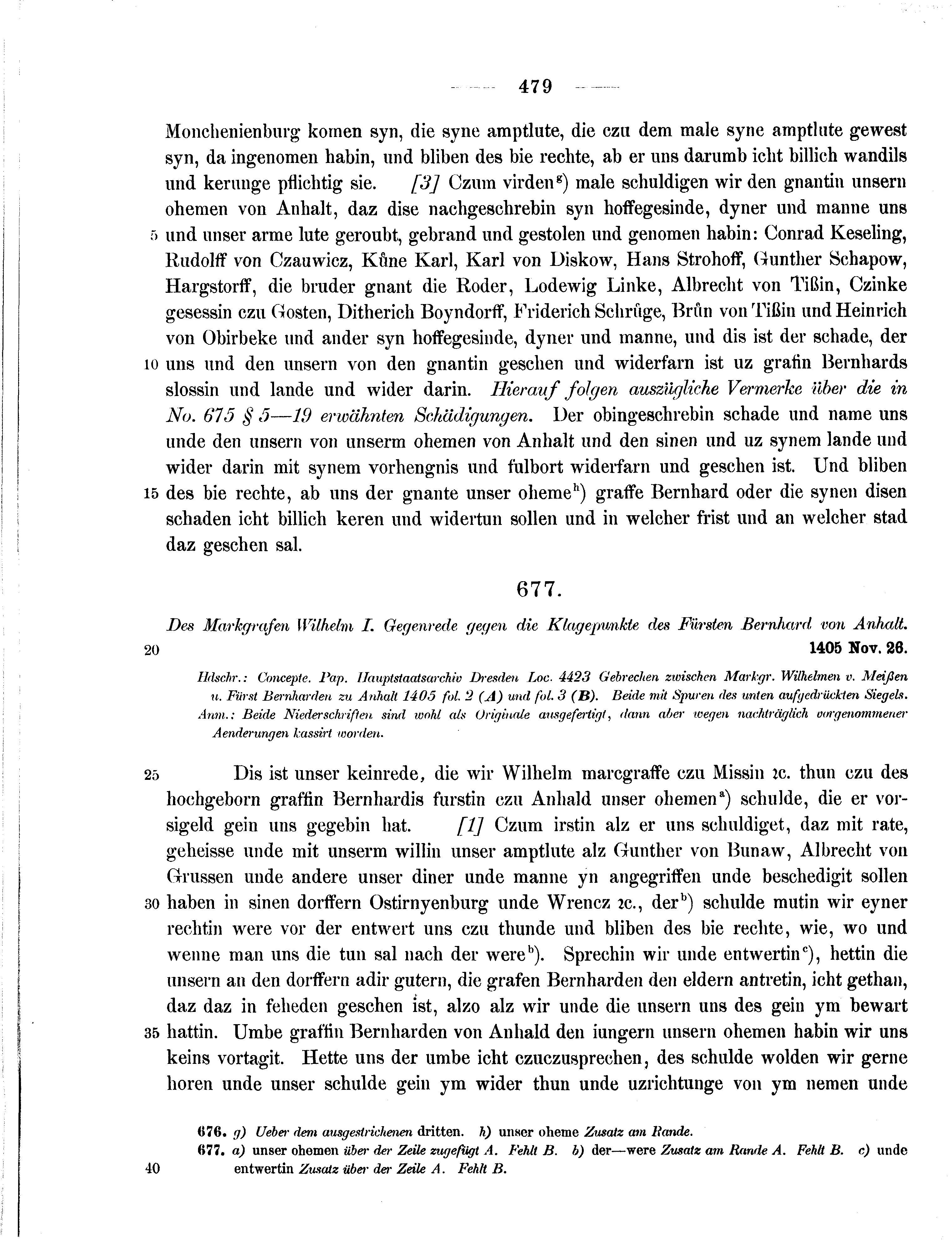 Historische Urkunde Seite 479 aus Band cds1b2