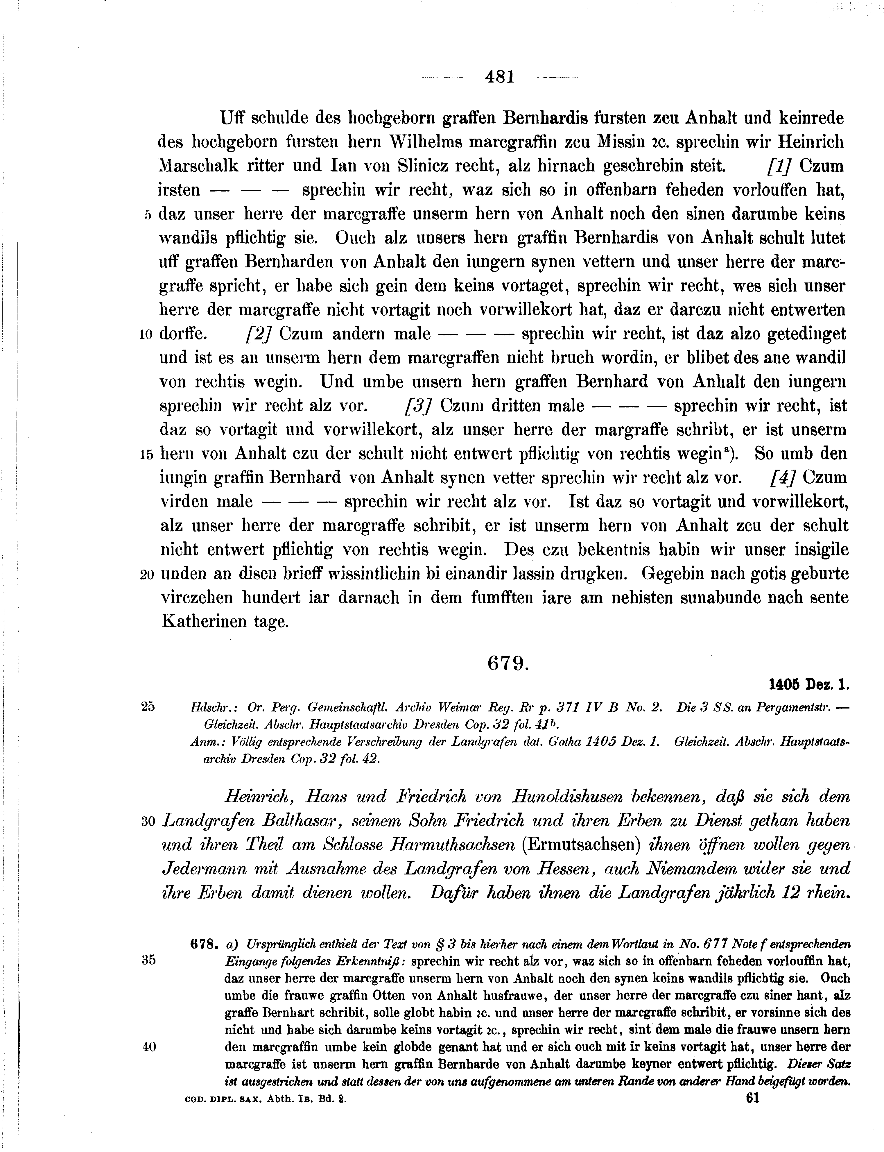 Historische Urkunde Seite 481 aus Band cds1b2