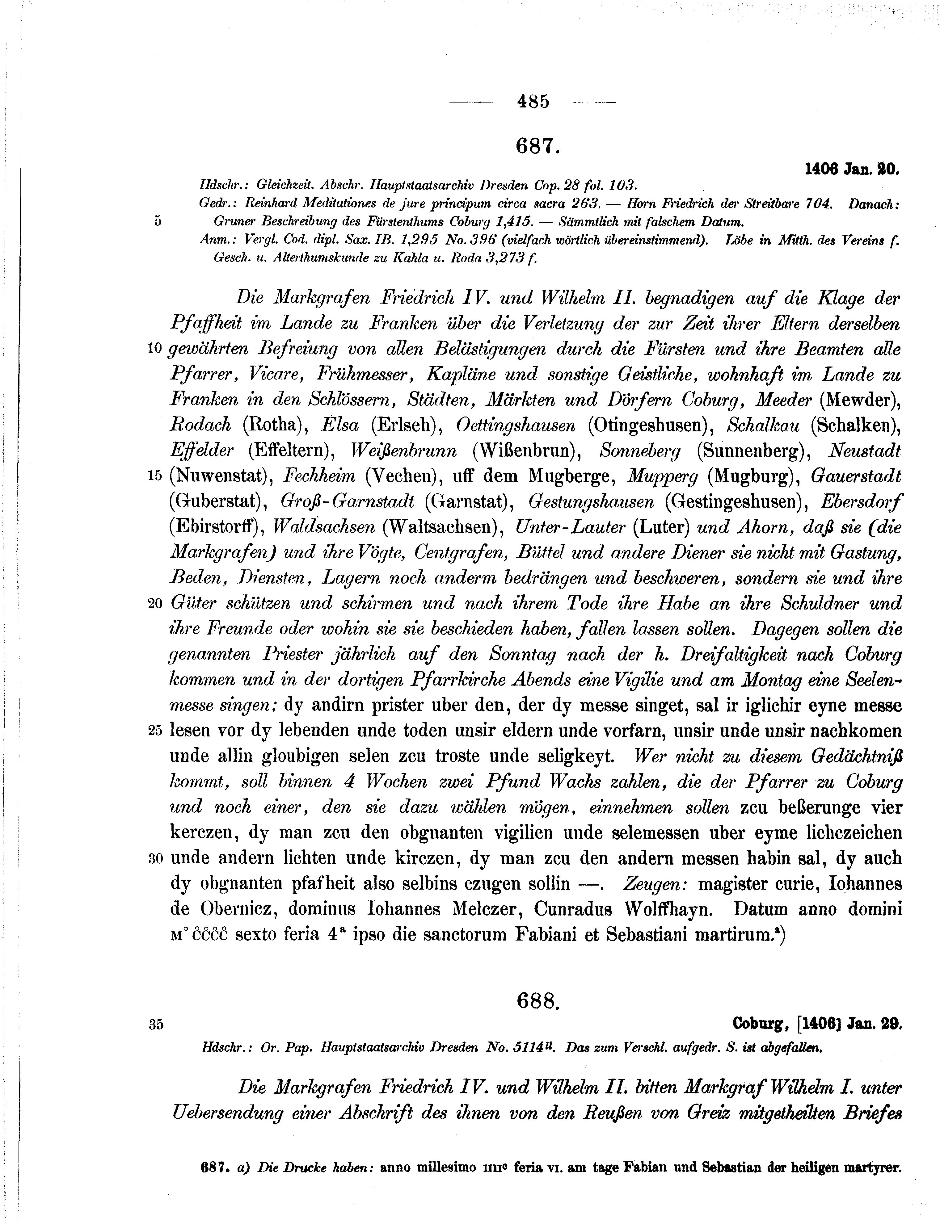 Historische Urkunde Seite 485 aus Band cds1b2