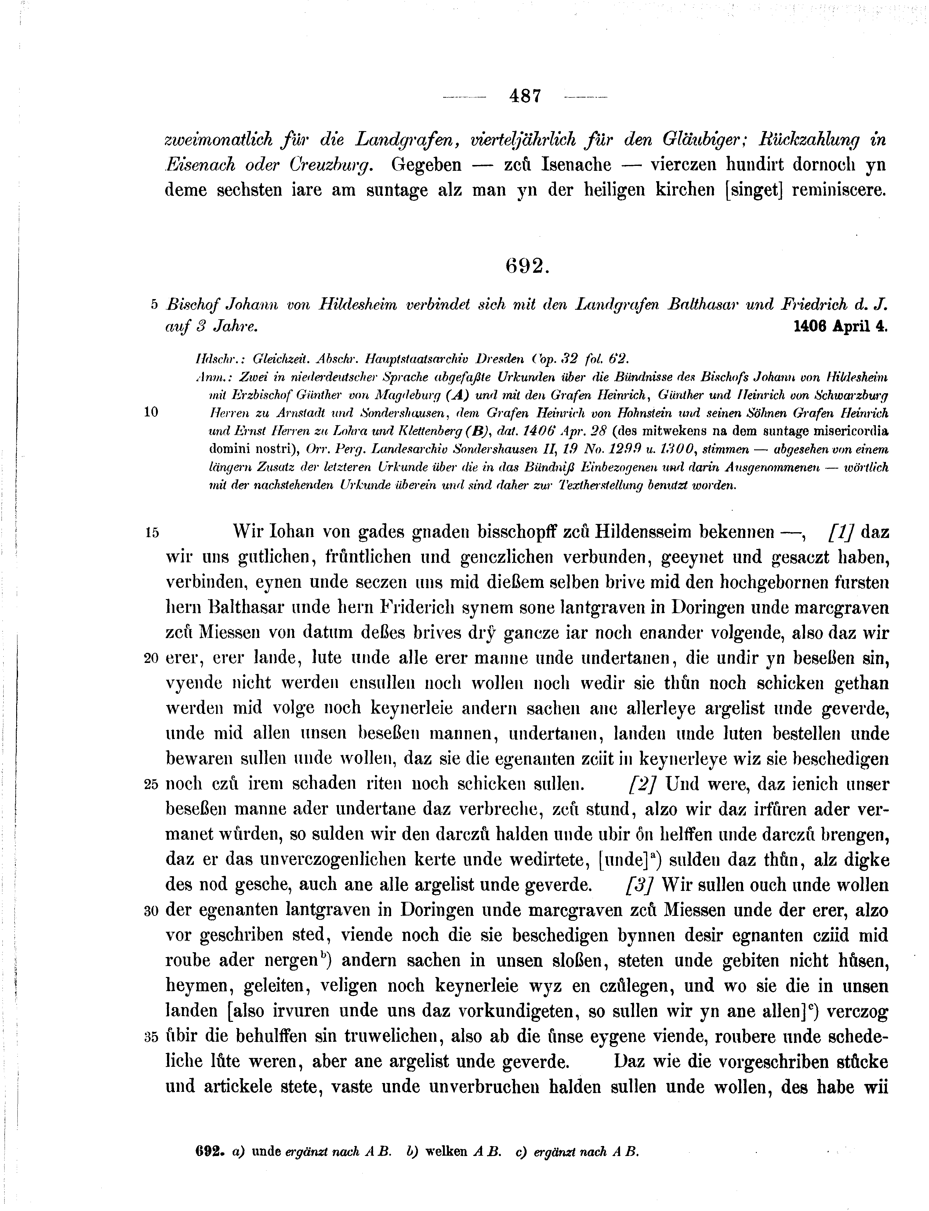 Historische Urkunde Seite 487 aus Band cds1b2