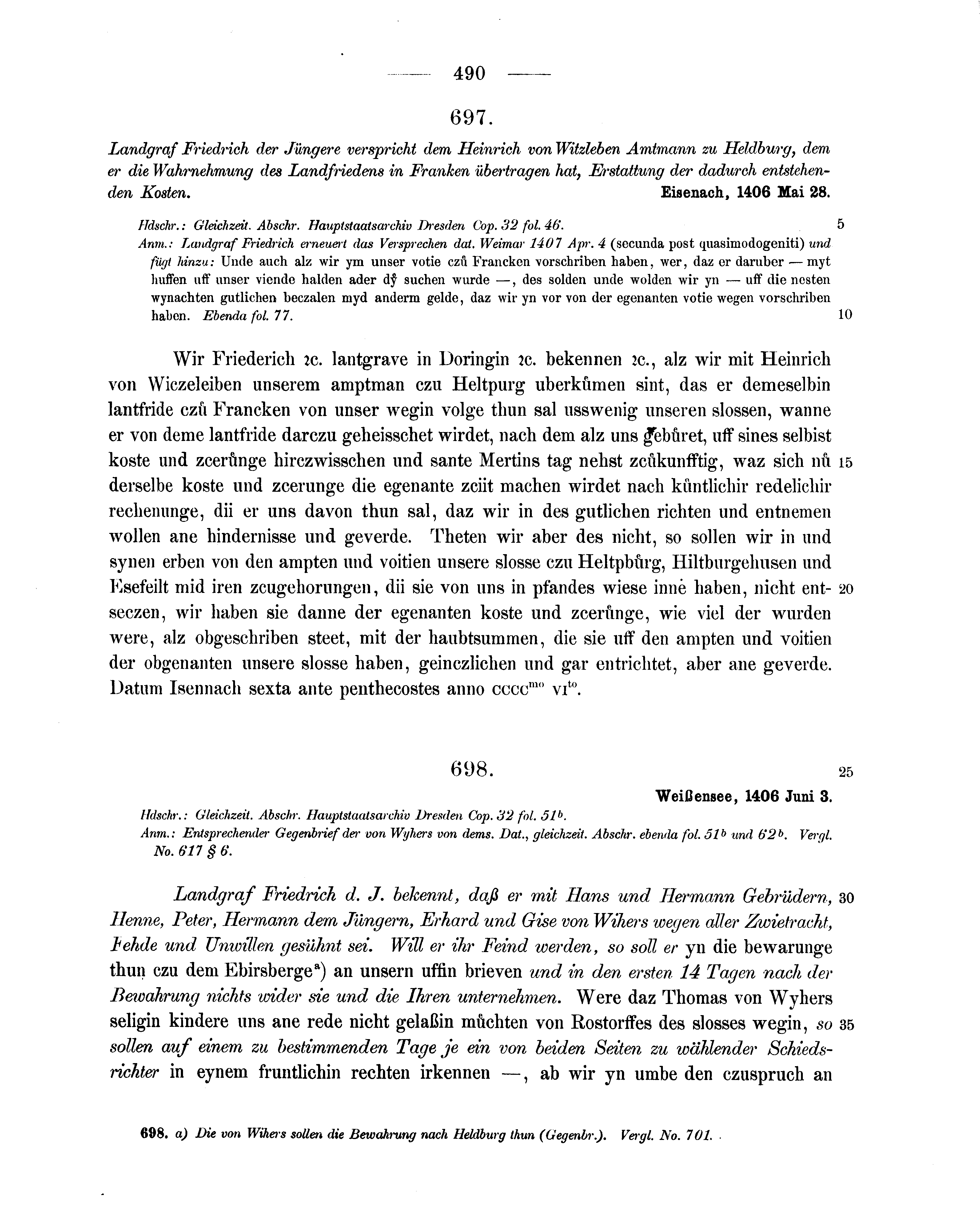 Historische Urkunde Seite 490 aus Band cds1b2