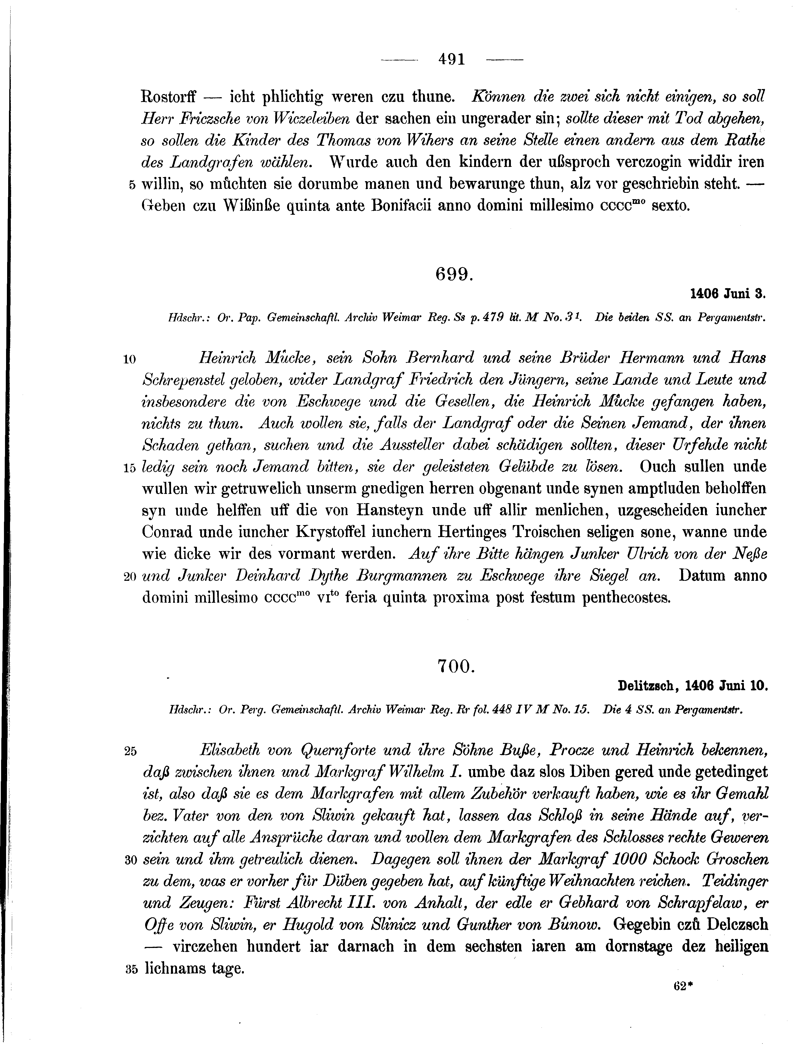 Historische Urkunde Seite 491 aus Band cds1b2