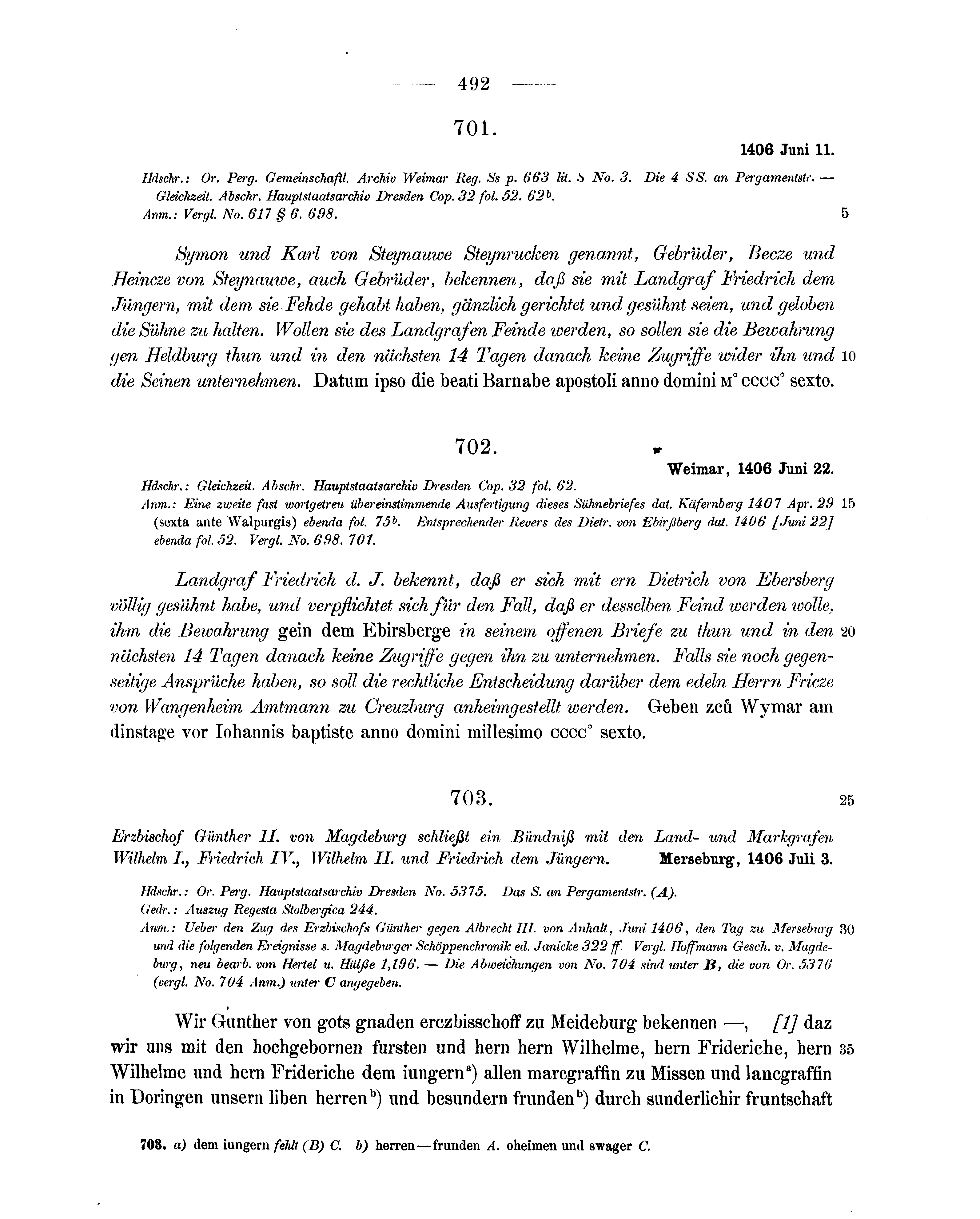 Historische Urkunde Seite 492 aus Band cds1b2