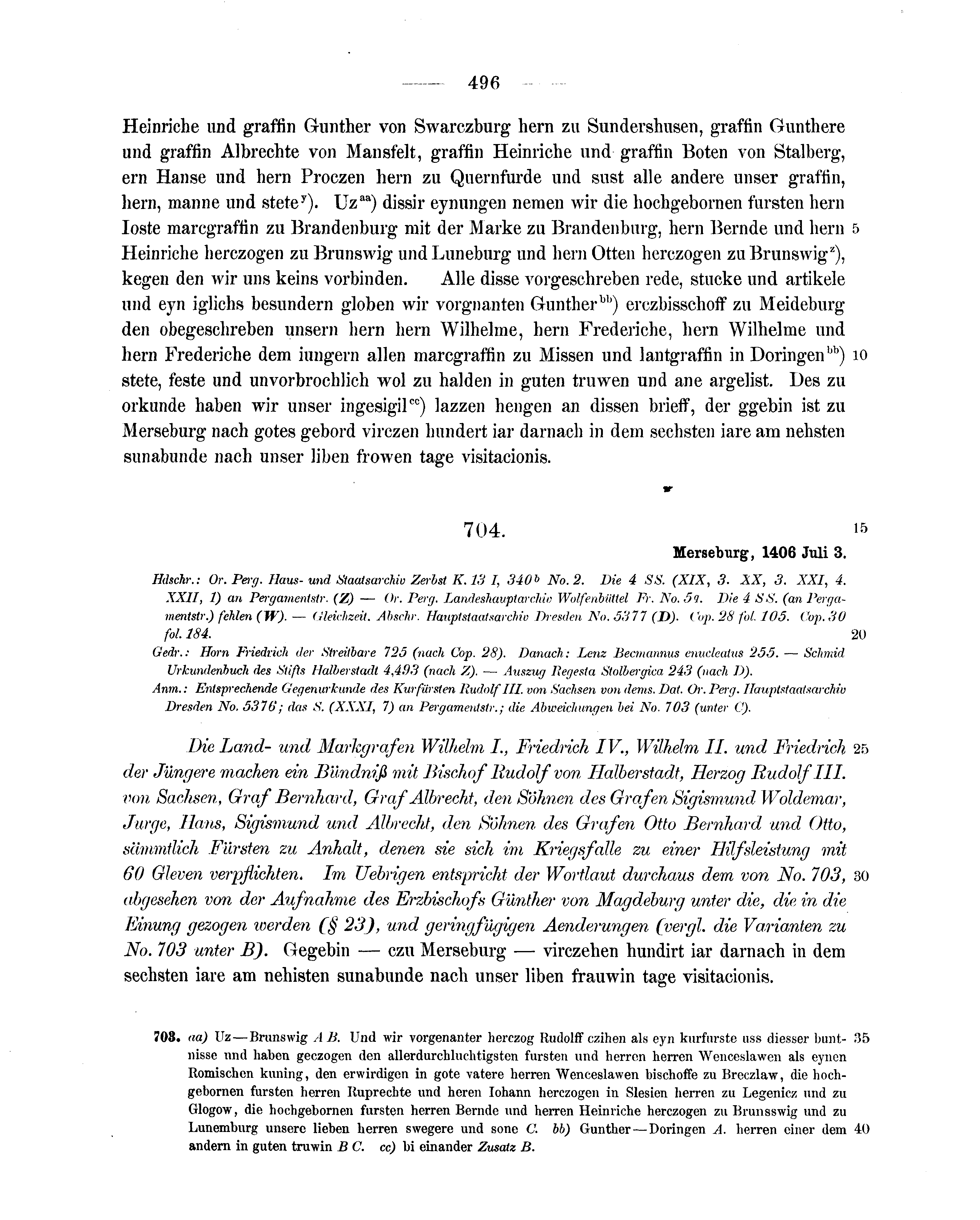 Historische Urkunde Seite 496 aus Band cds1b2