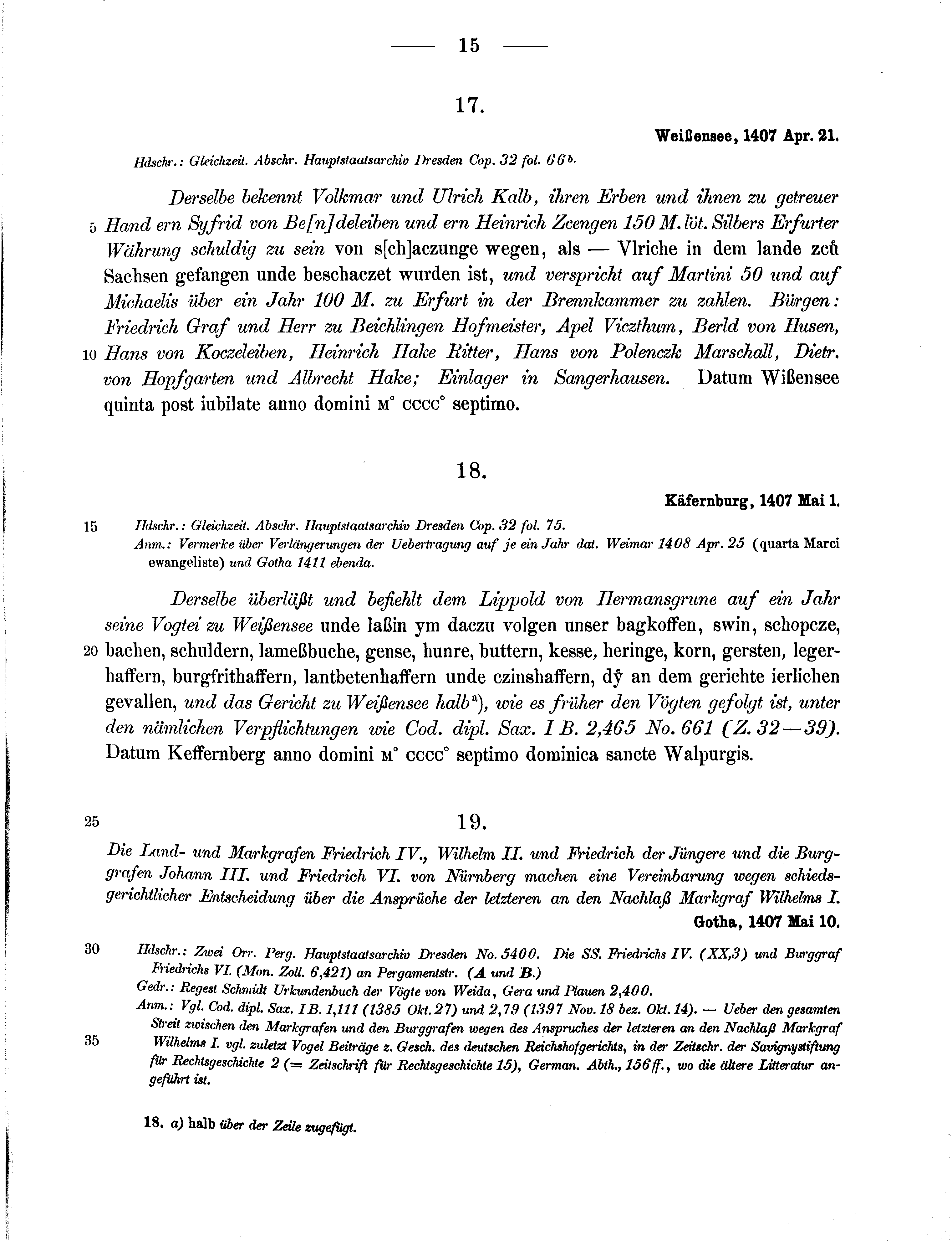 Historische Urkunde Seite 15 aus Band cds1b3