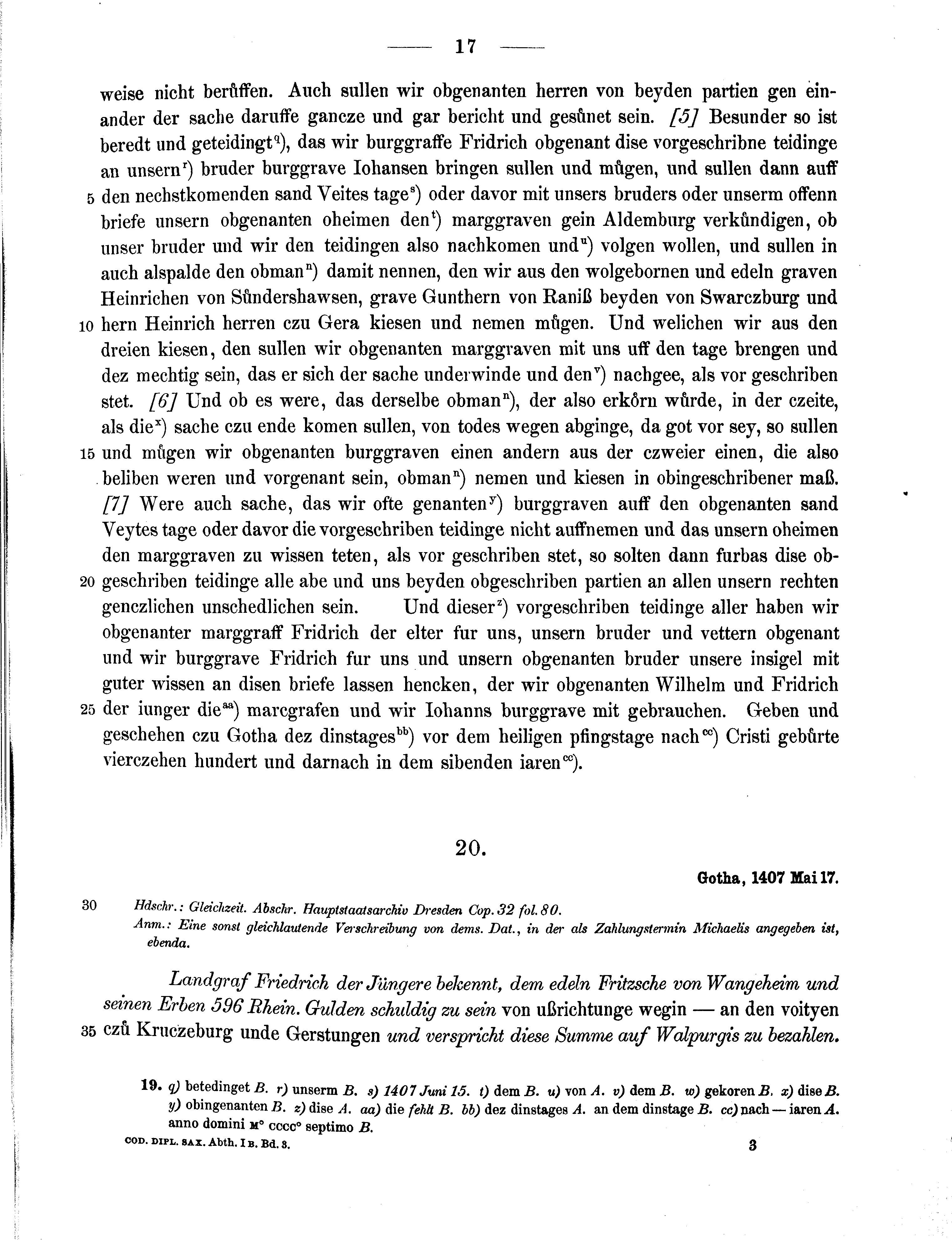 Historische Urkunde Seite 17 aus Band cds1b3