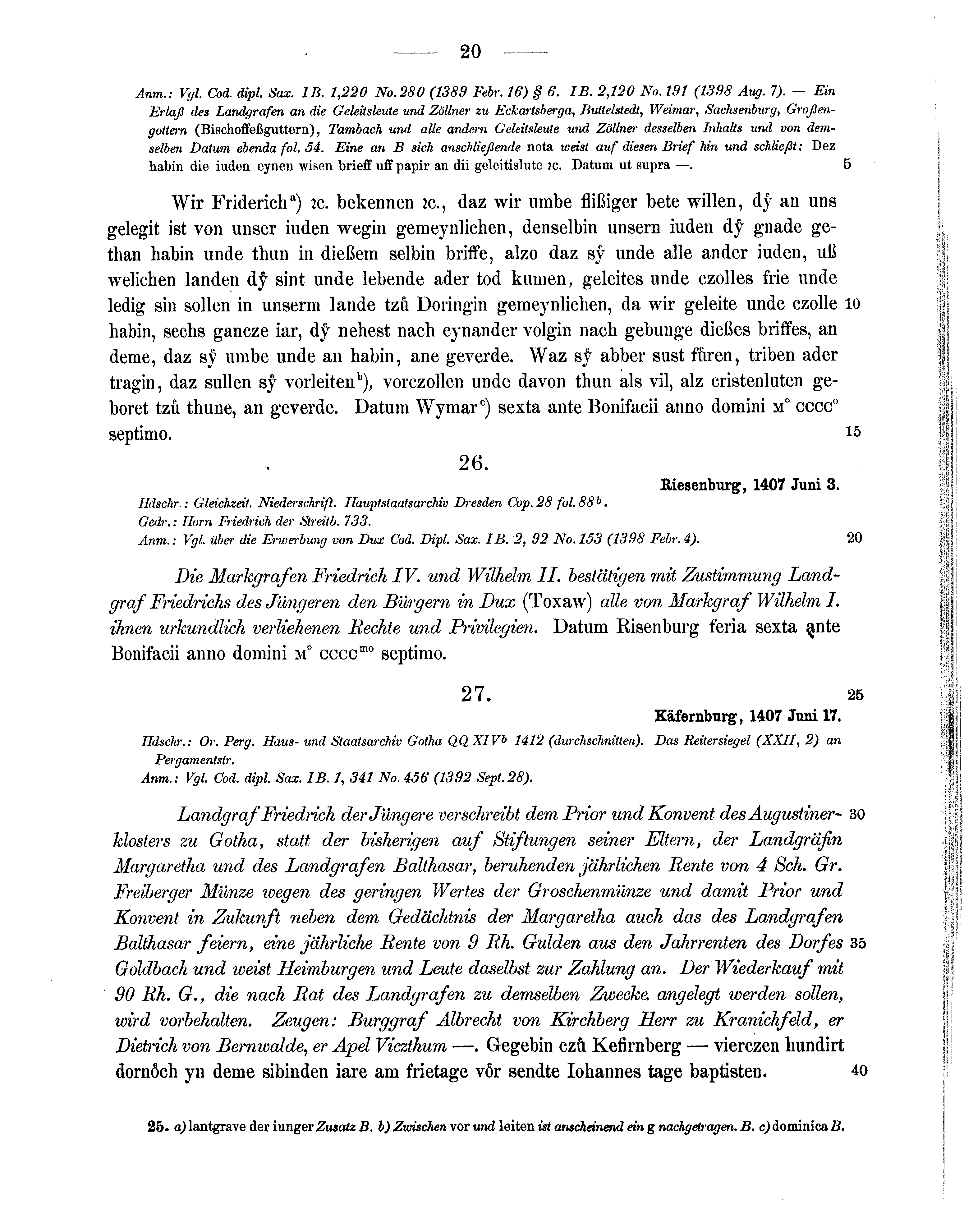 Historische Urkunde Seite 20 aus Band cds1b3