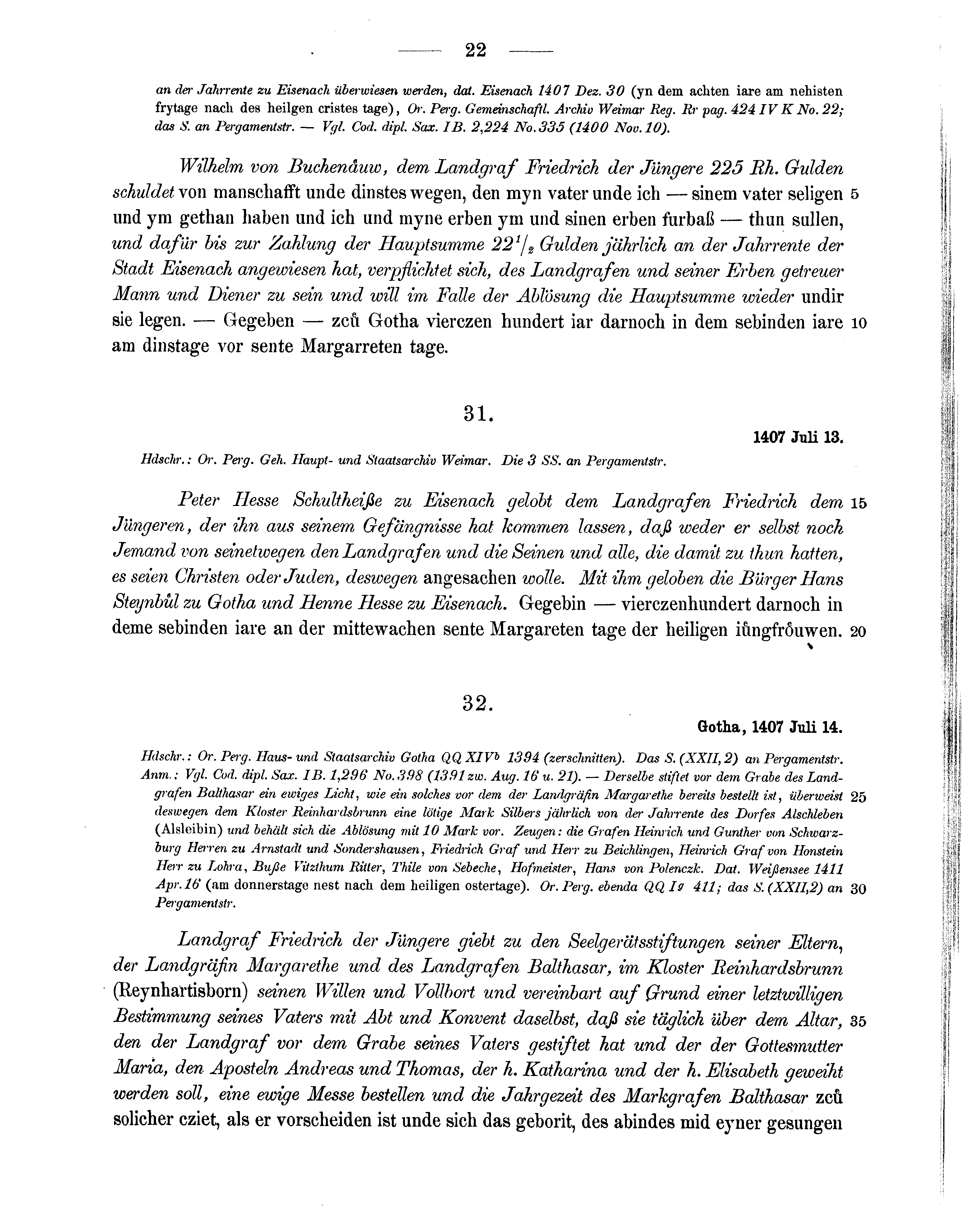 Historische Urkunde Seite 22 aus Band cds1b3