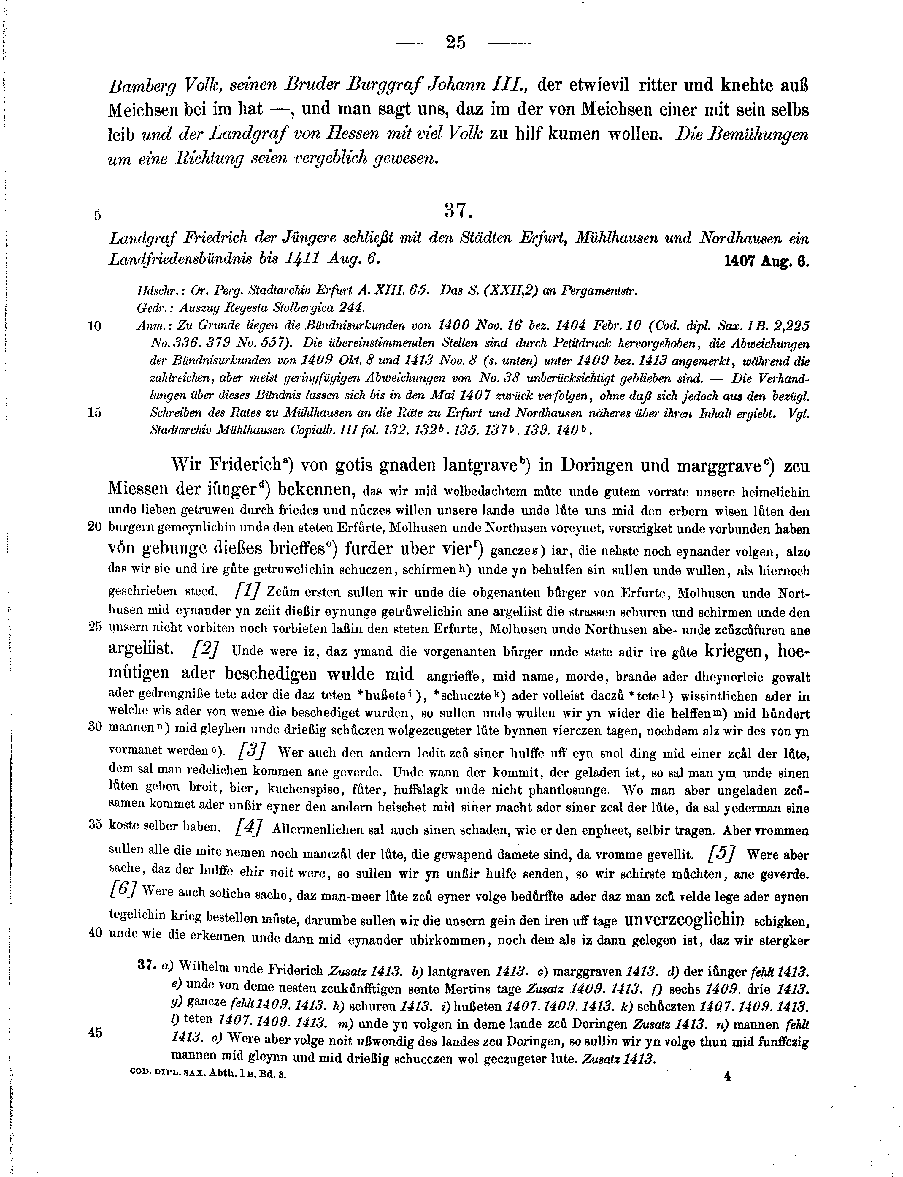 Historische Urkunde Seite 25 aus Band cds1b3