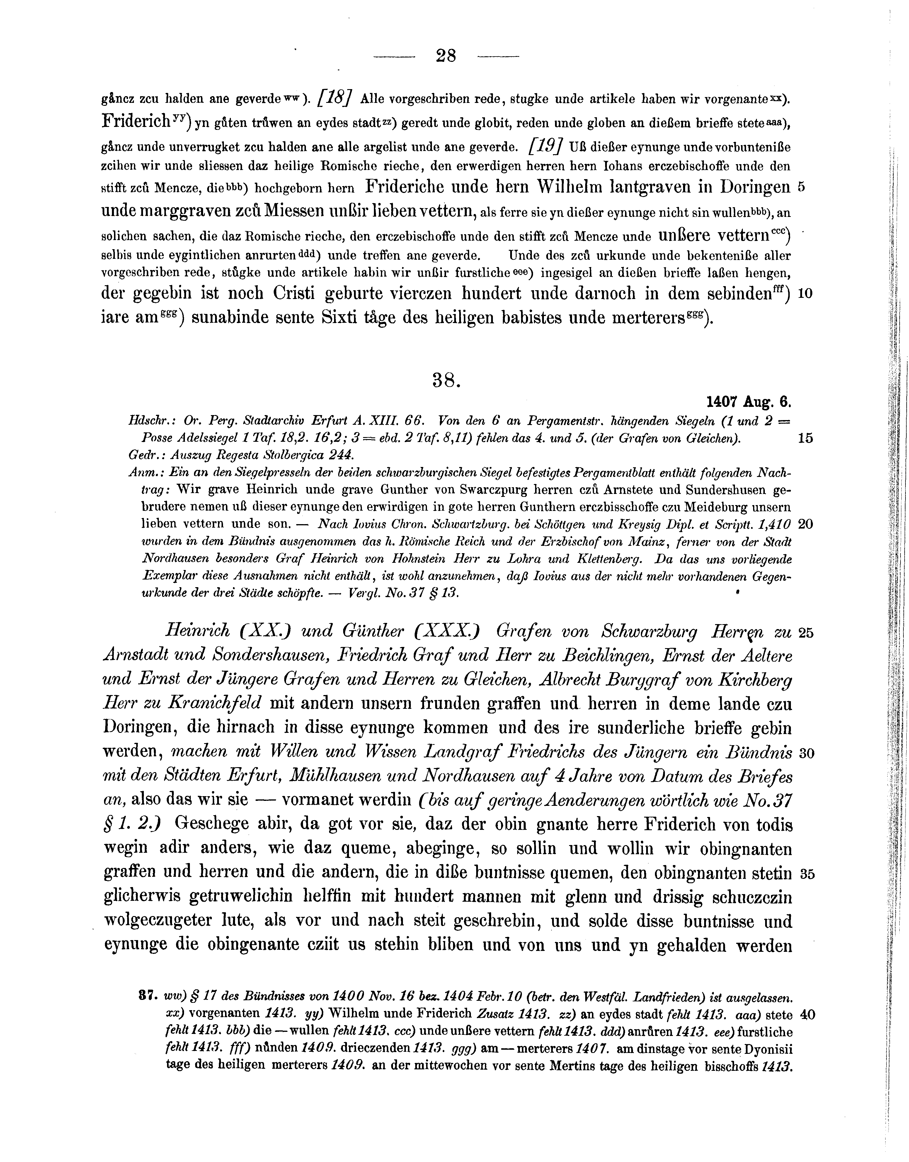 Historische Urkunde Seite 28 aus Band cds1b3