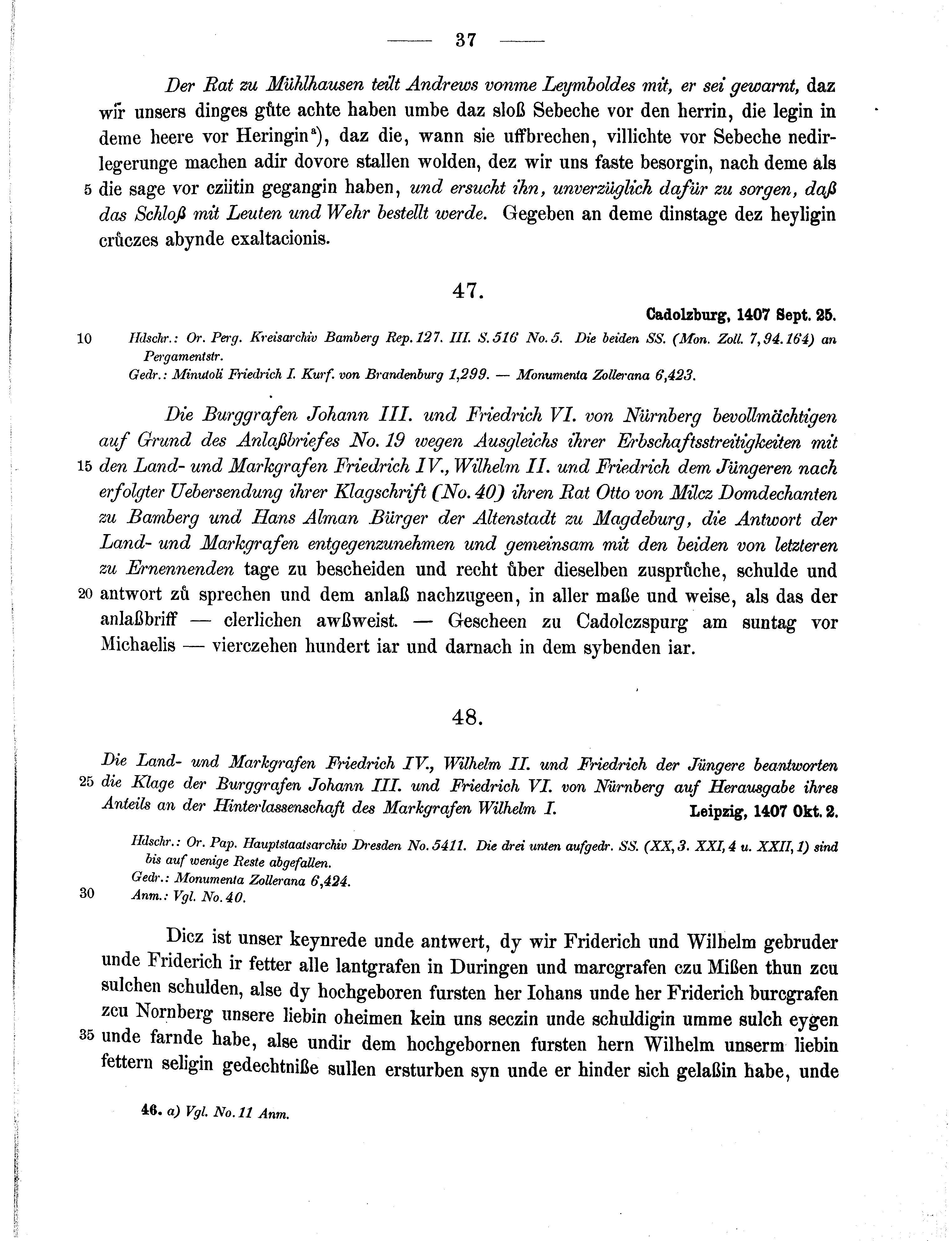 Historische Urkunde Seite 37 aus Band cds1b3