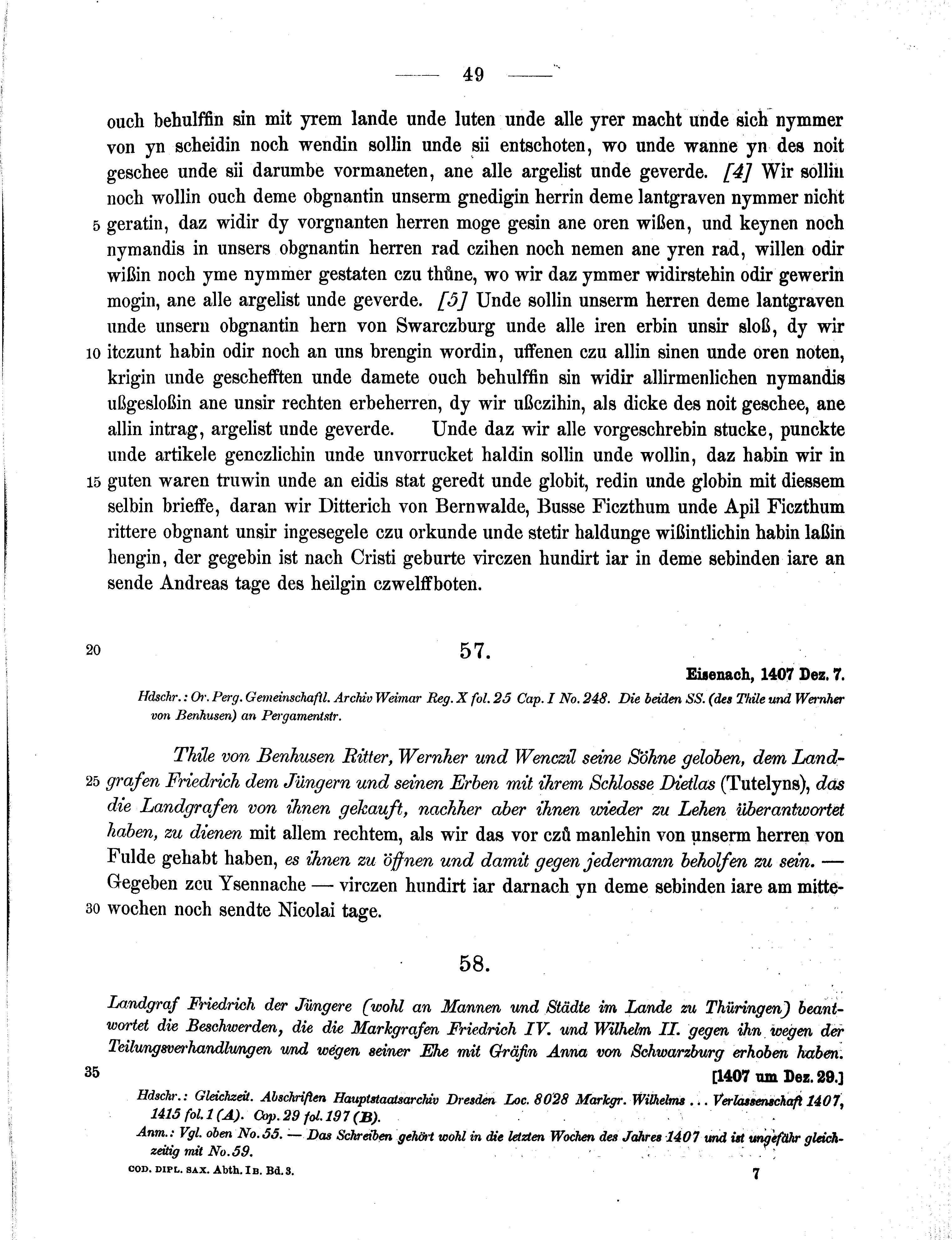 Historische Urkunde Seite 49 aus Band cds1b3