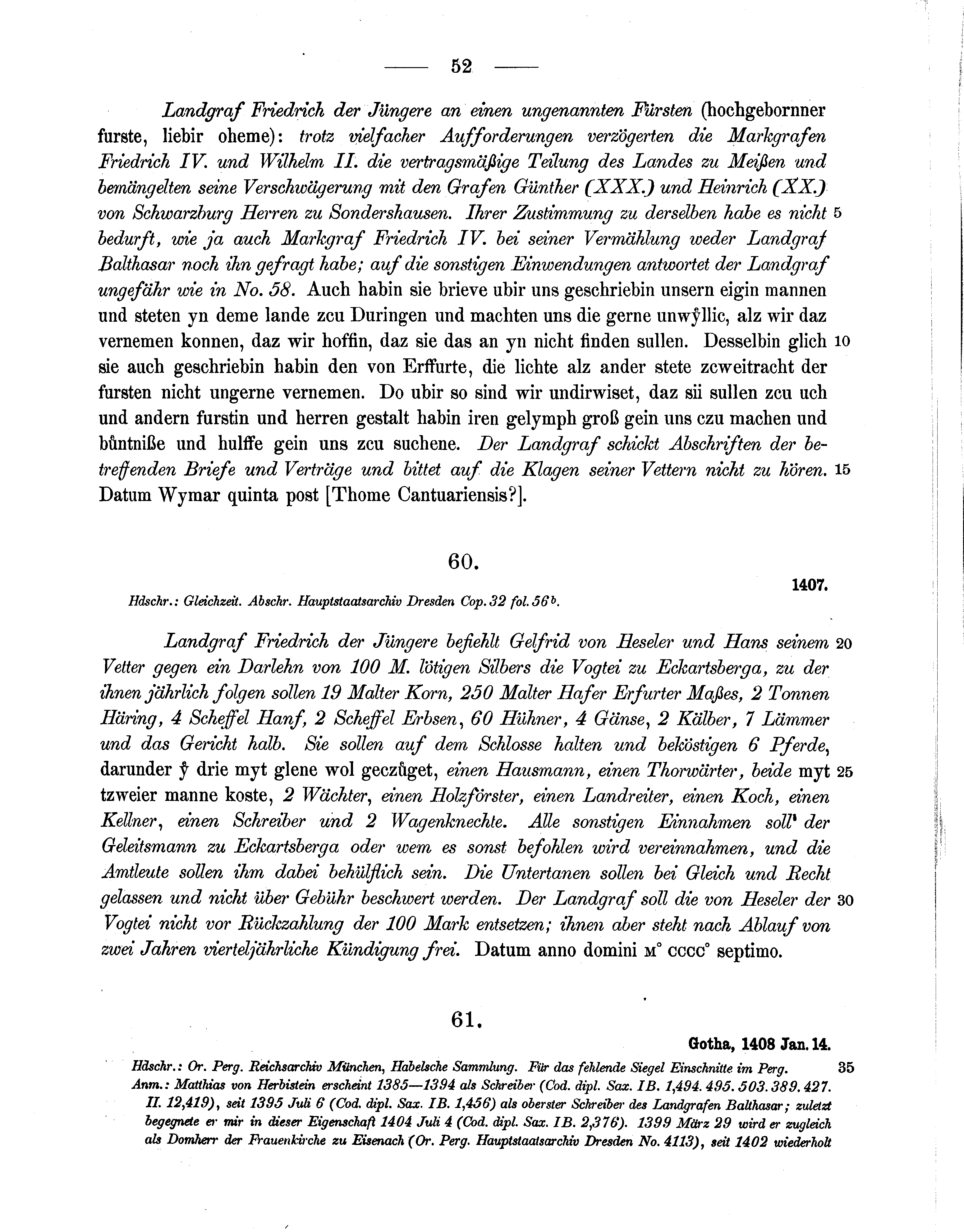 Historische Urkunde Seite 52 aus Band cds1b3