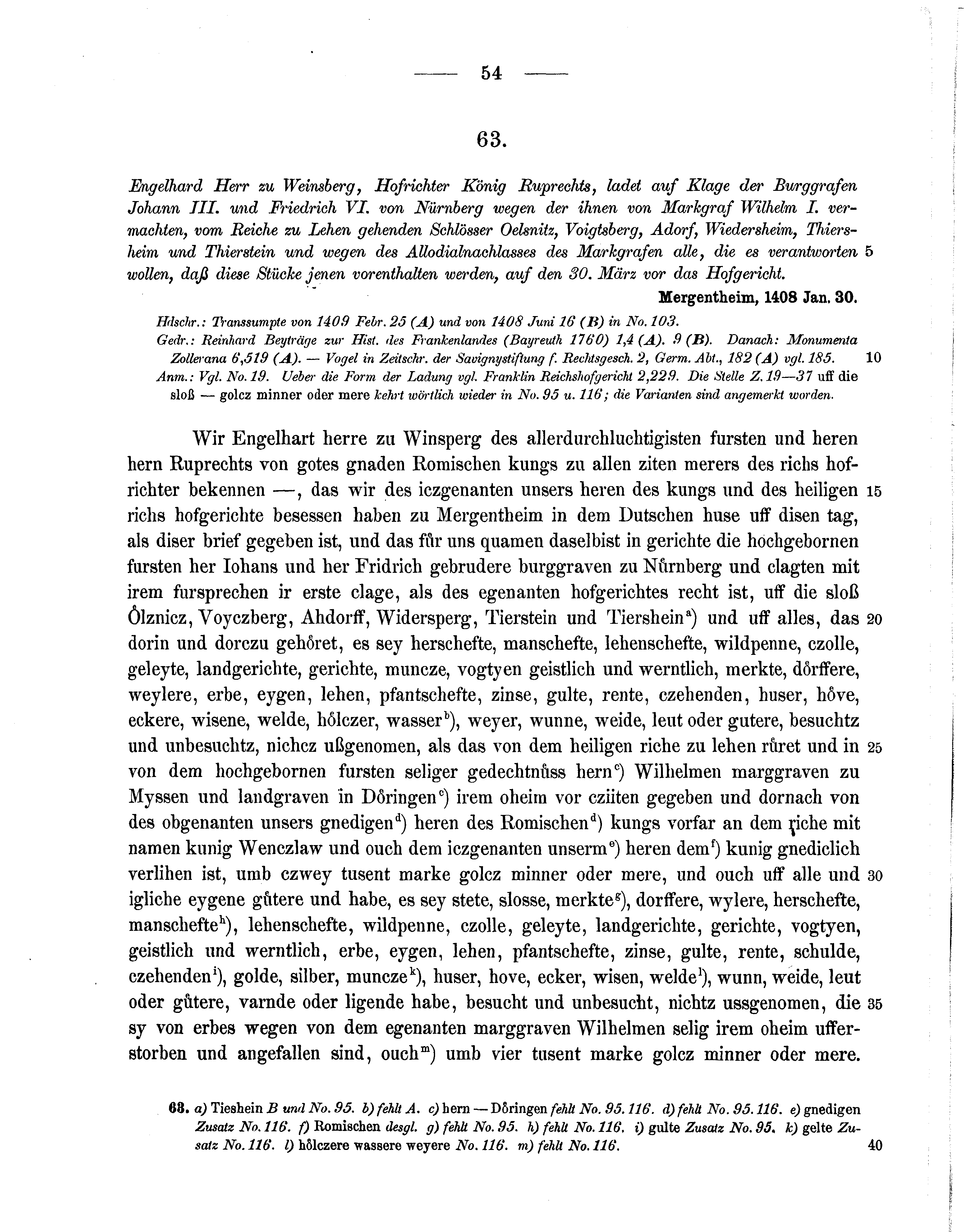 Historische Urkunde Seite 54 aus Band cds1b3