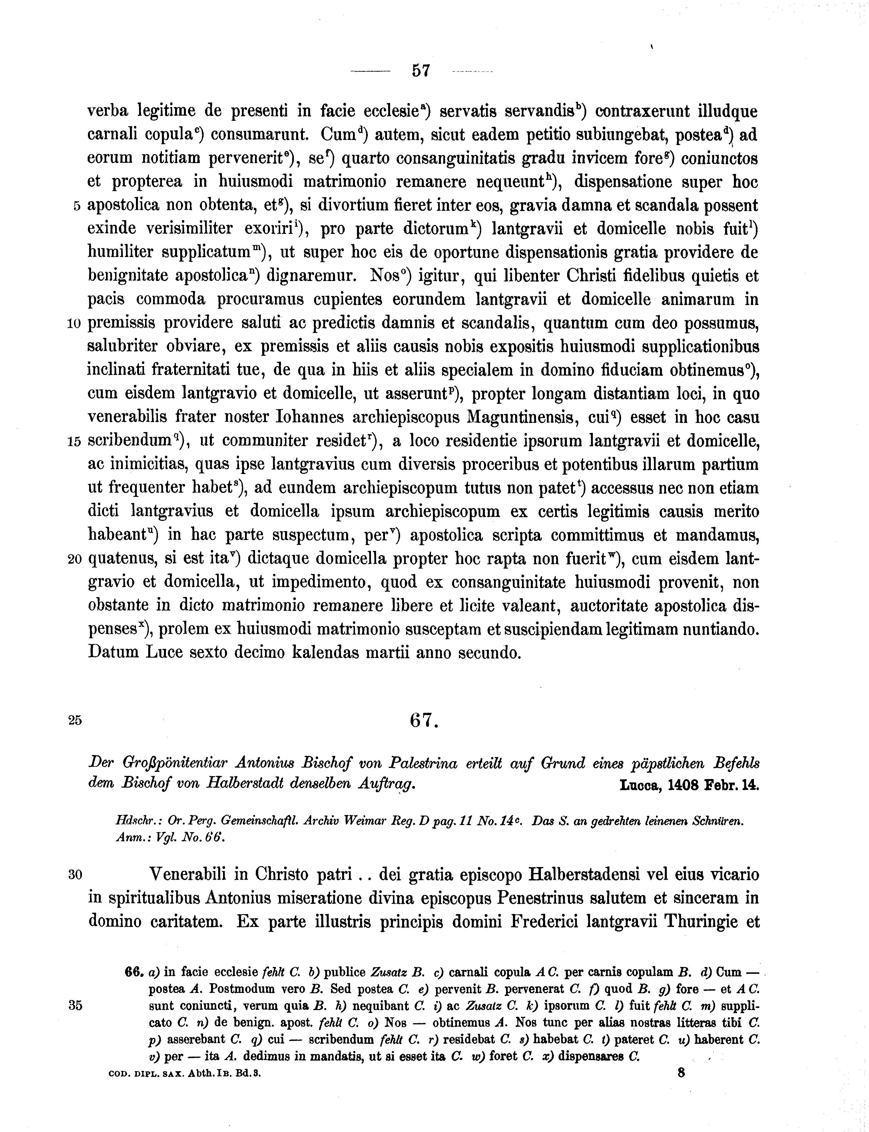 Historische Urkunde Seite 57 aus Band cds1b3