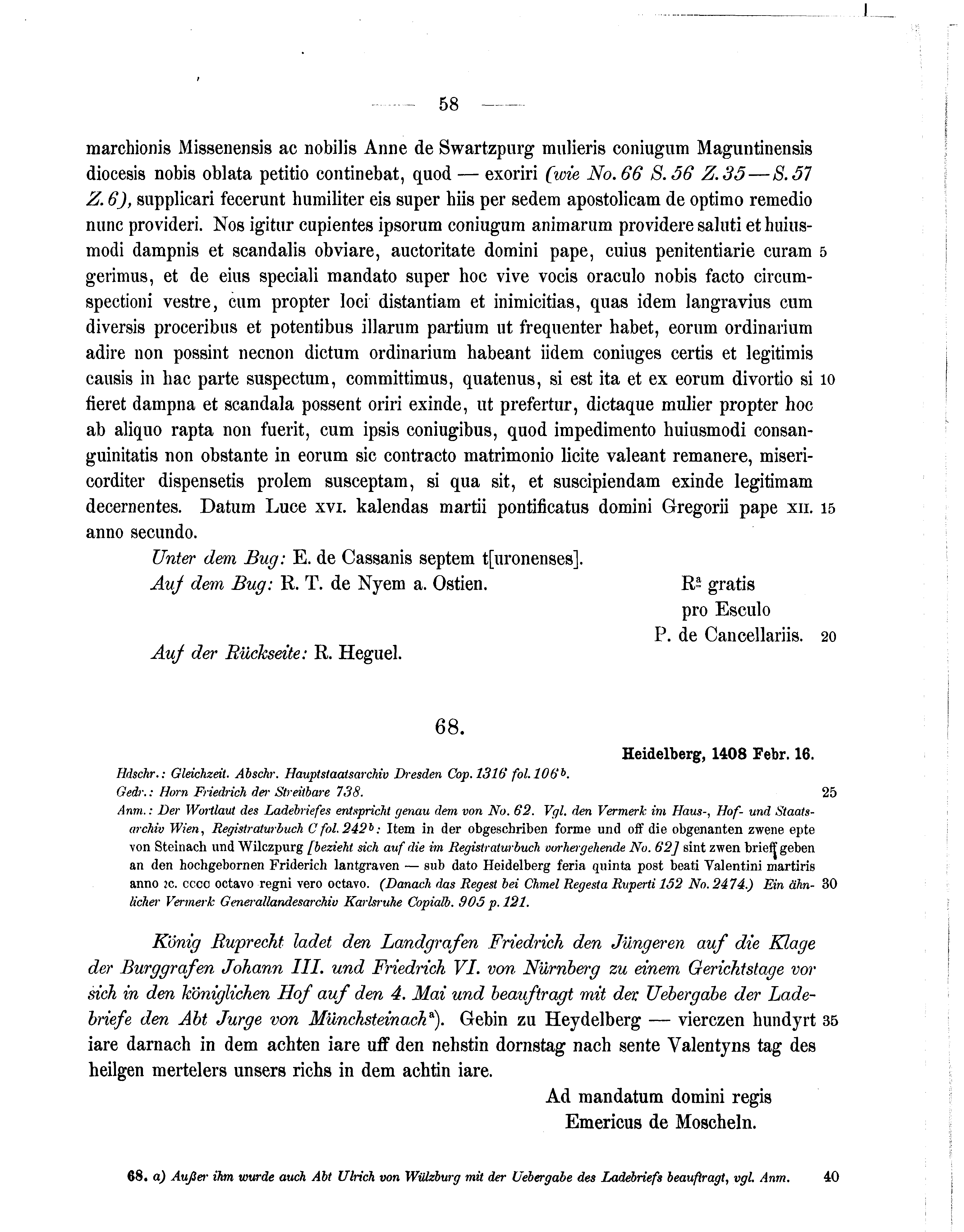 Historische Urkunde Seite 58 aus Band cds1b3