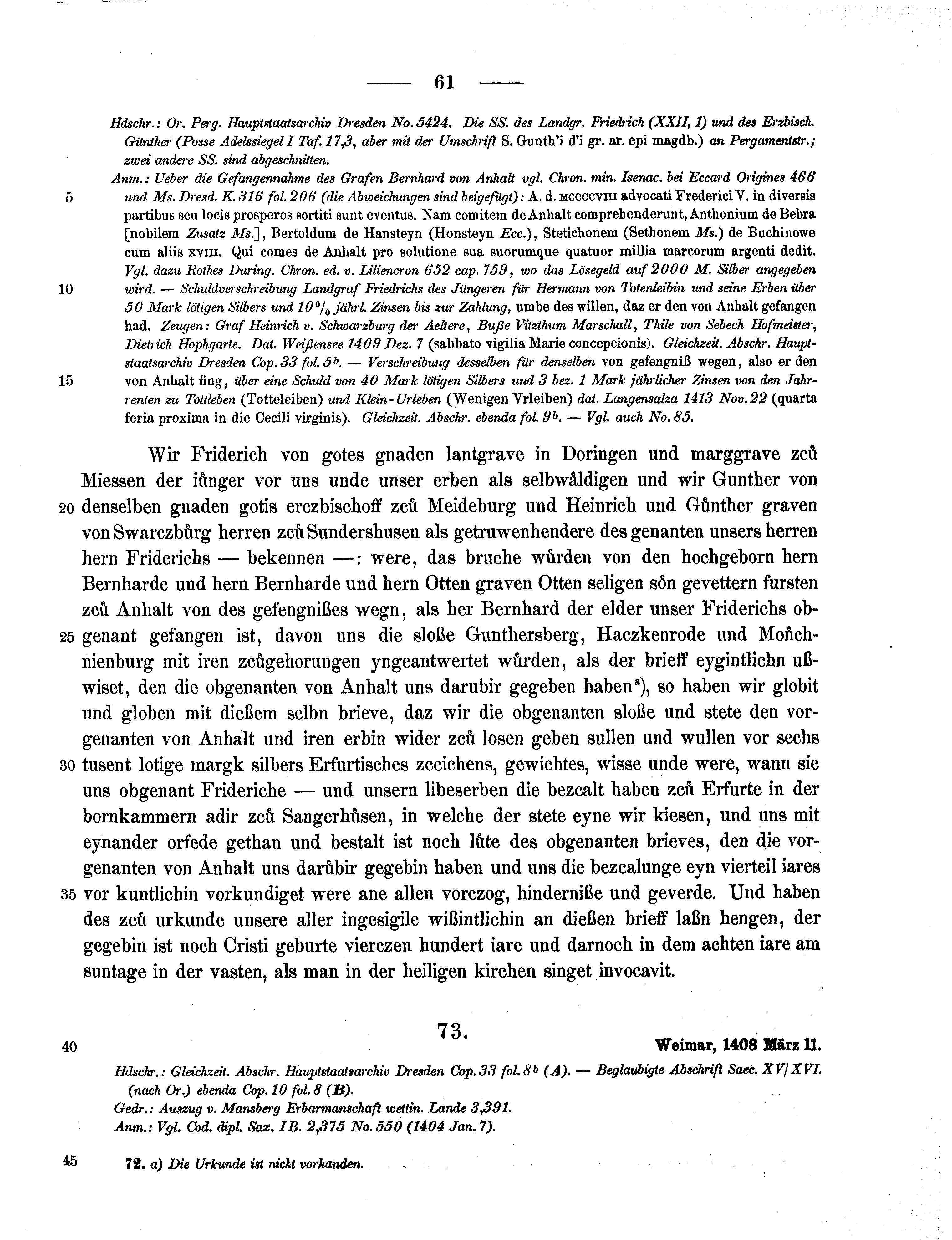 Historische Urkunde Seite 61 aus Band cds1b3