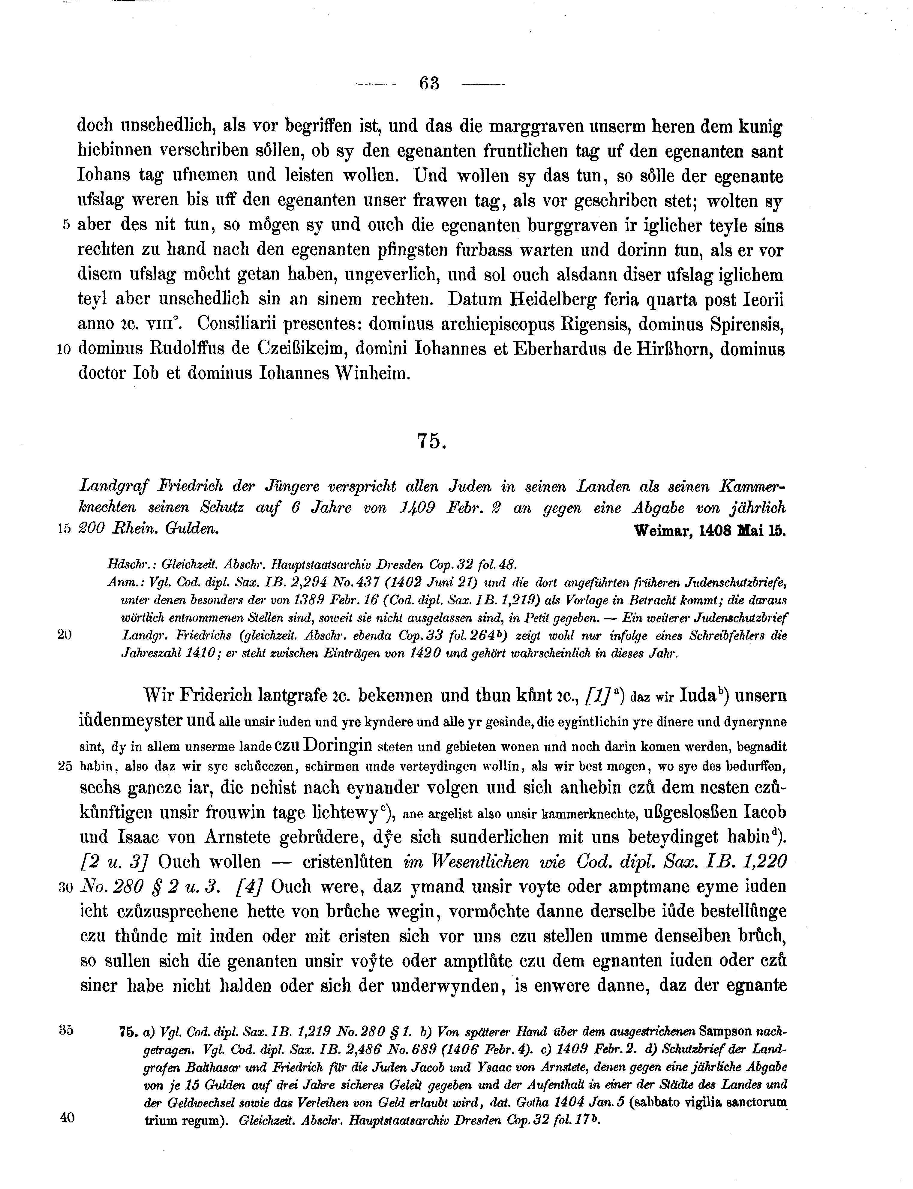 Historische Urkunde Seite 63 aus Band cds1b3
