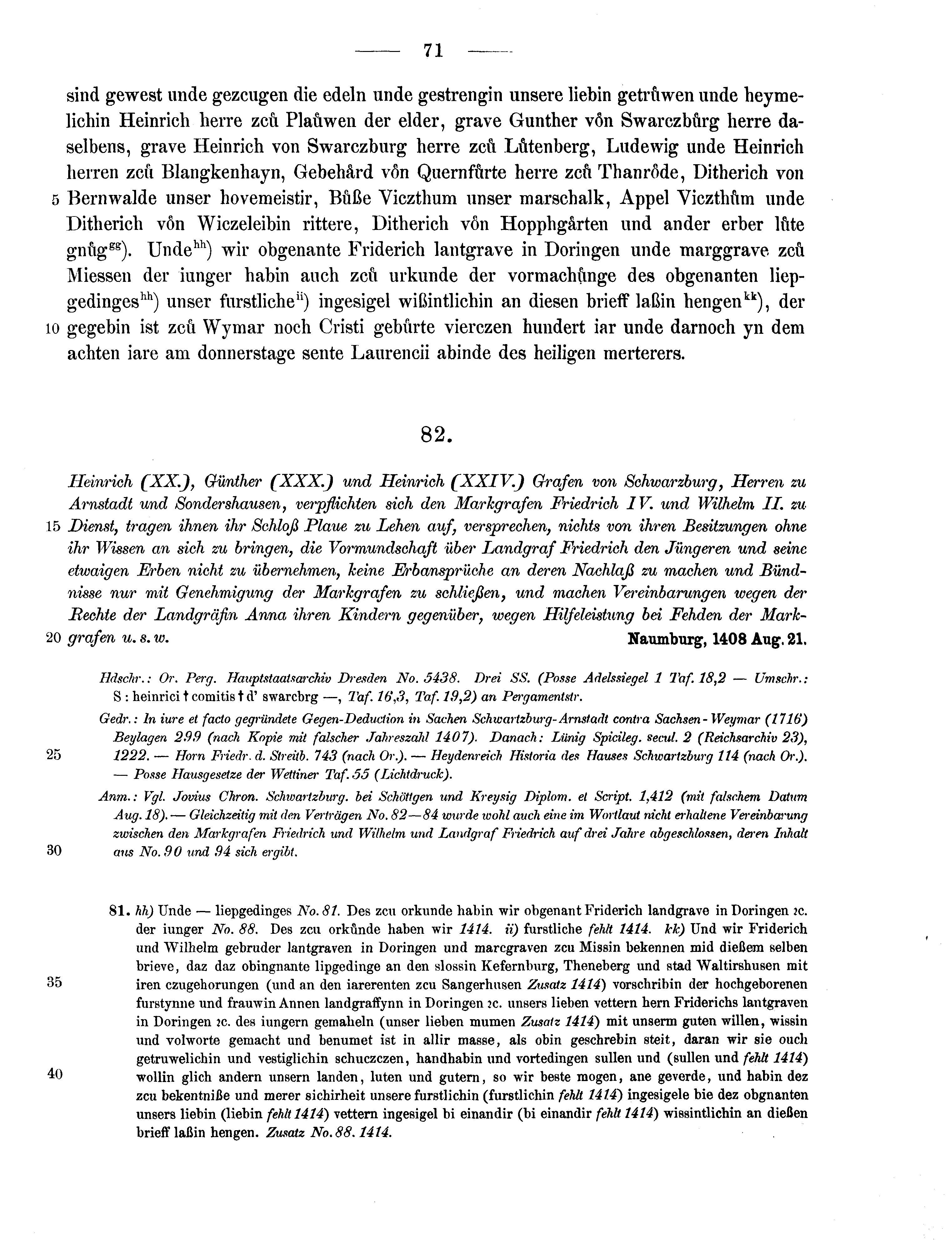 Historische Urkunde Seite 71 aus Band cds1b3