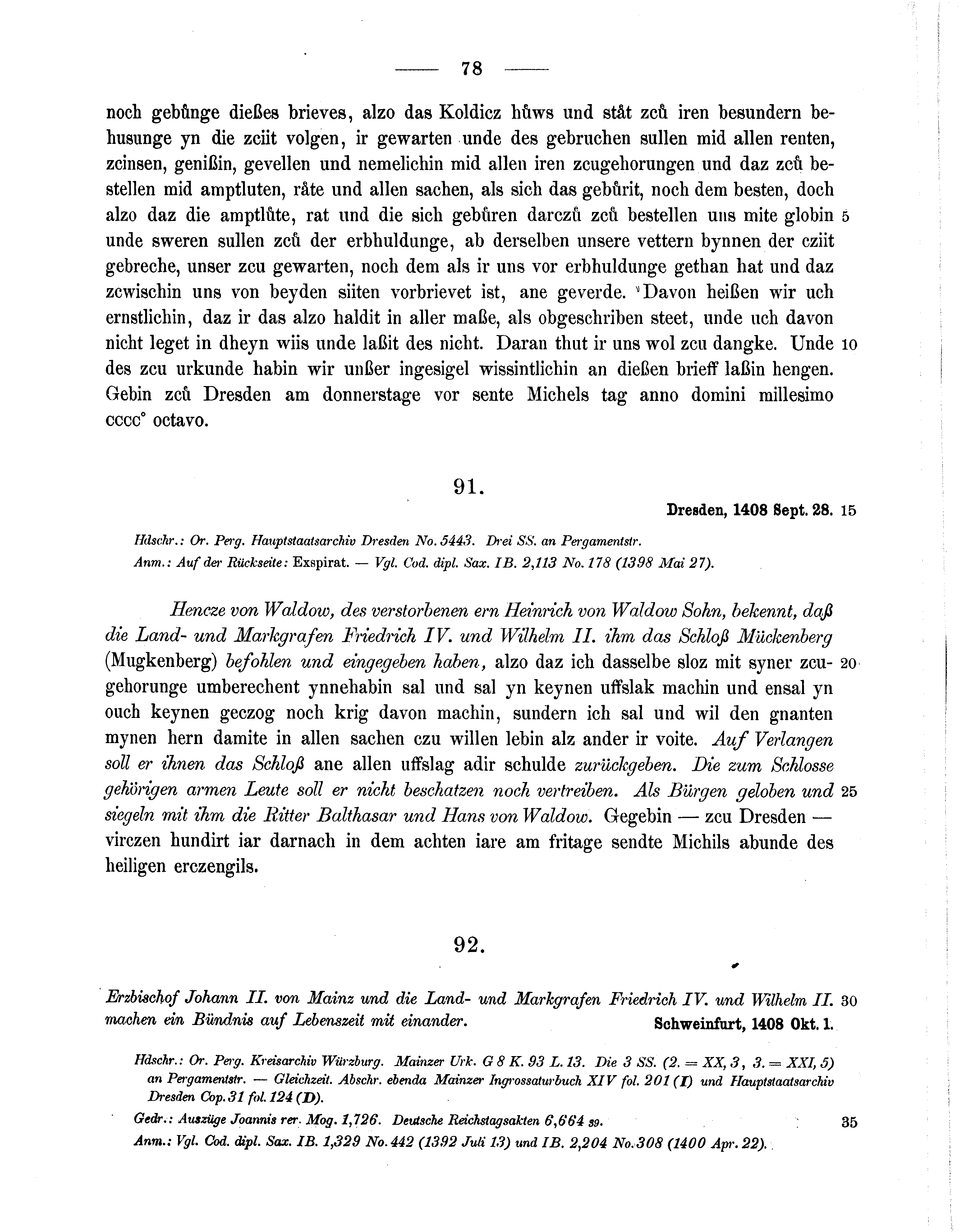 Historische Urkunde Seite 78 aus Band cds1b3