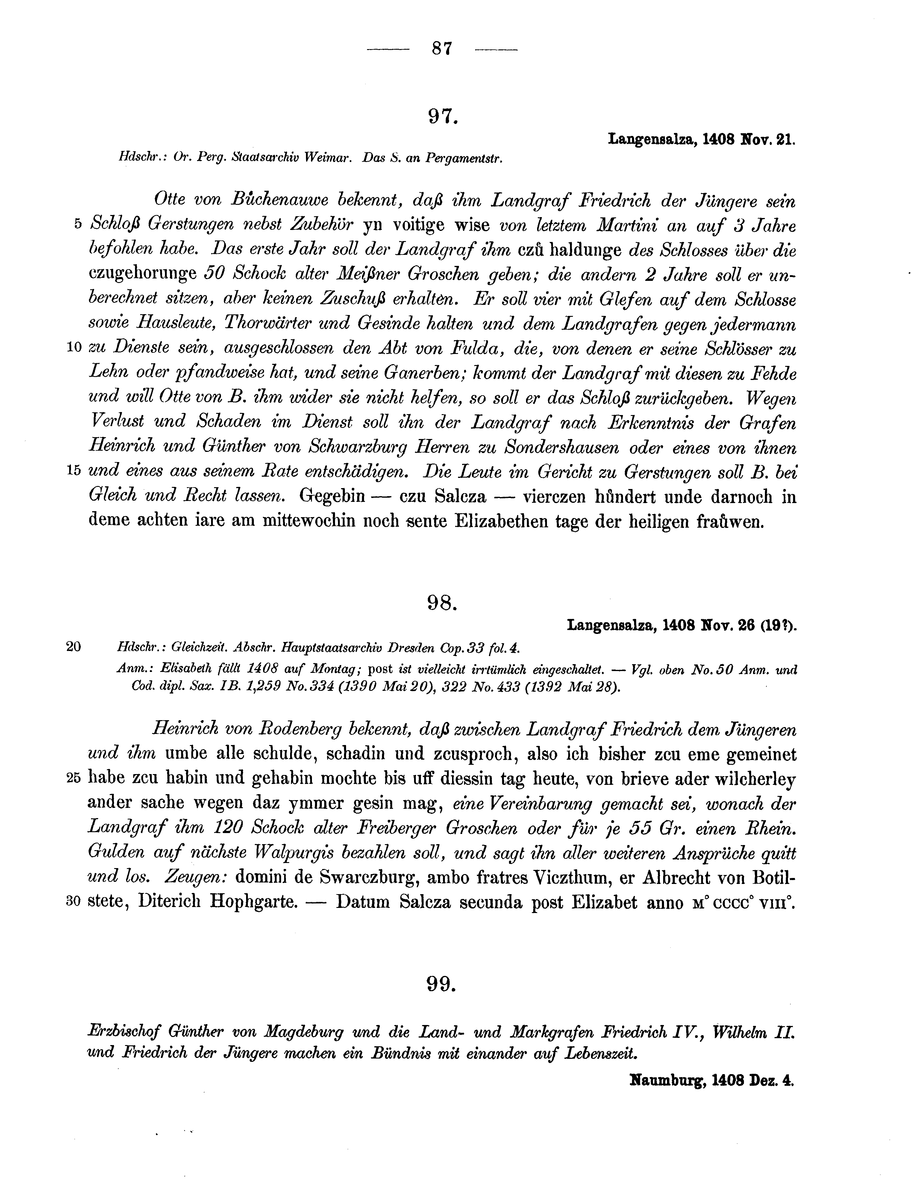 Historische Urkunde Seite 87 aus Band cds1b3