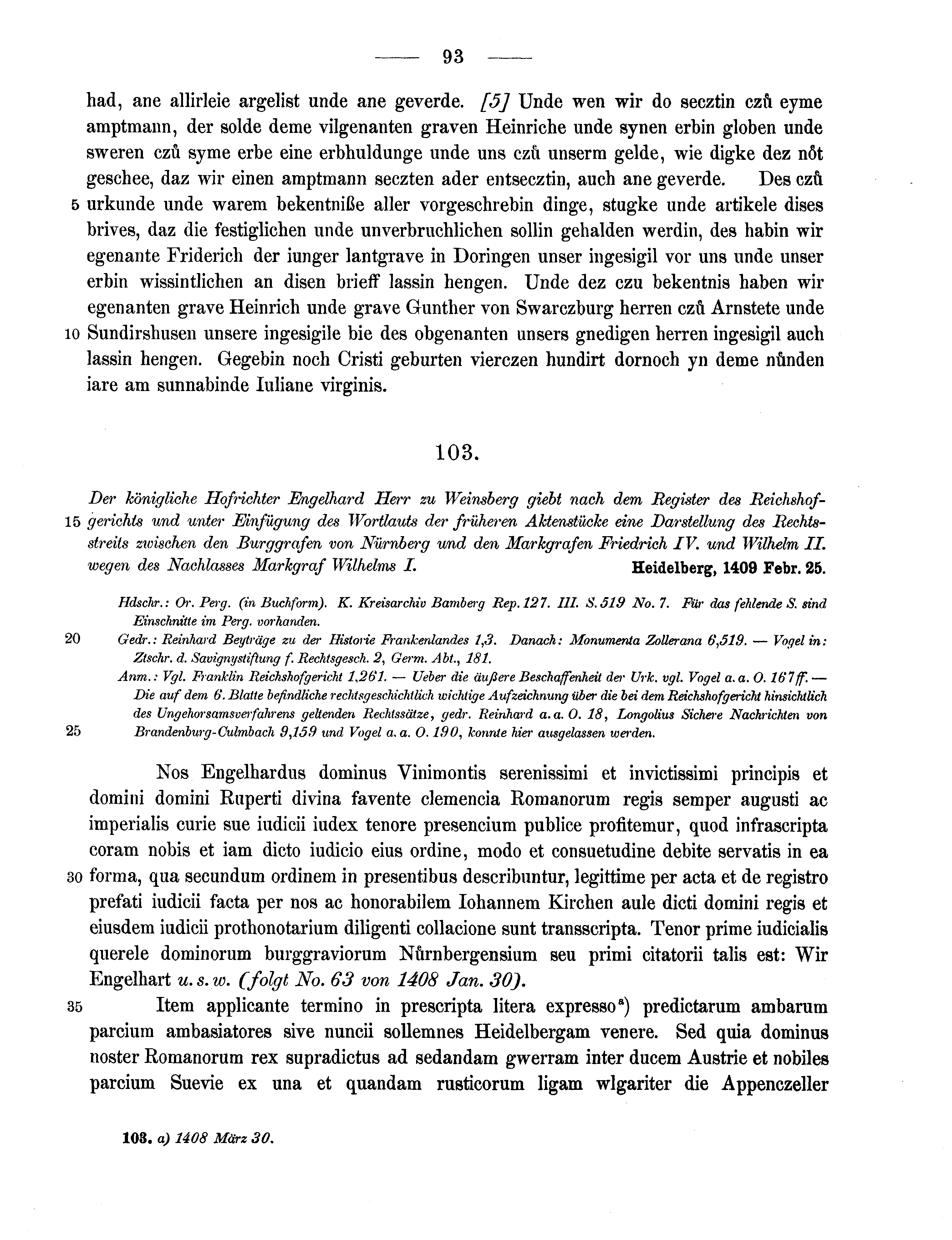 Historische Urkunde Seite 93 aus Band cds1b3