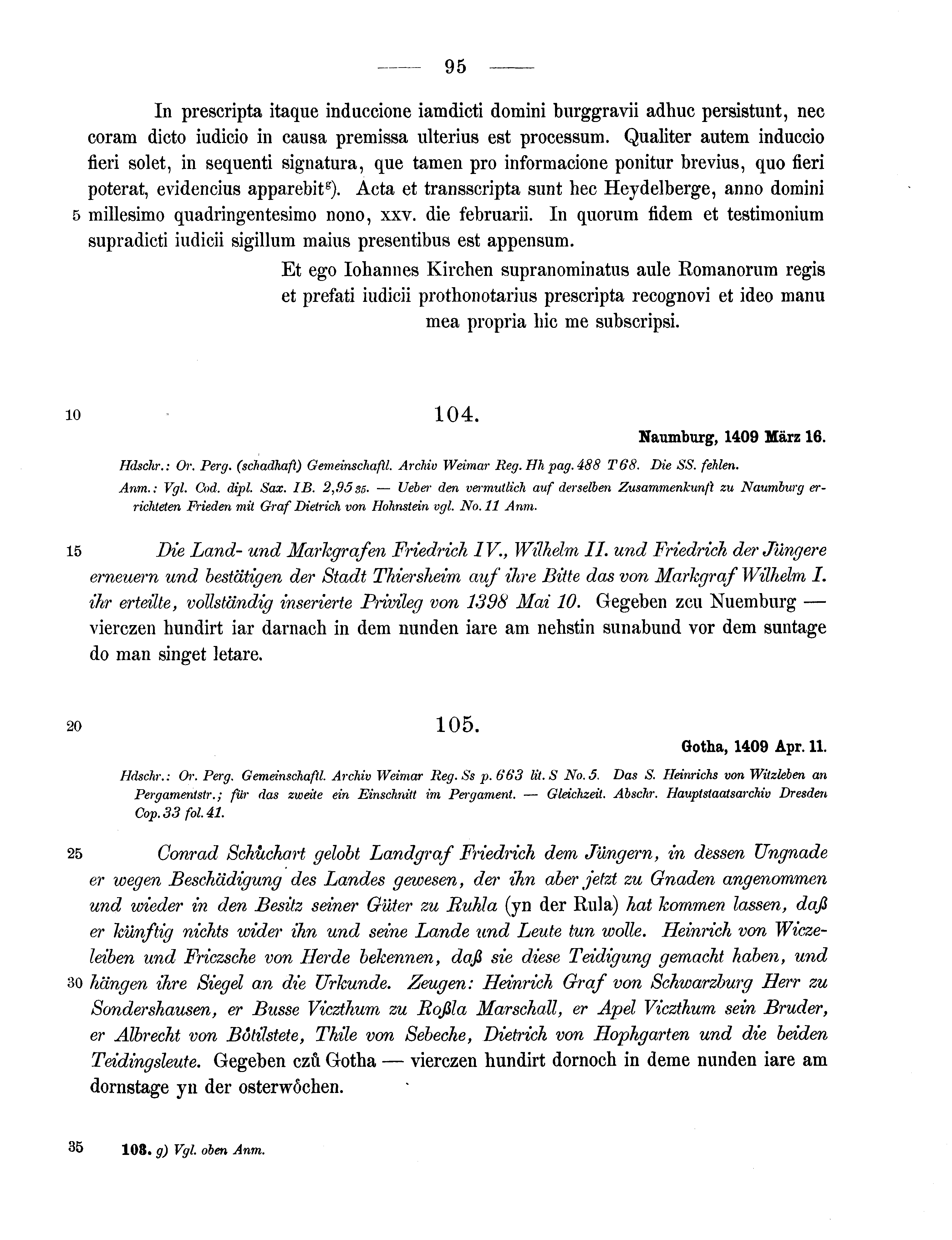 Historische Urkunde Seite 95 aus Band cds1b3