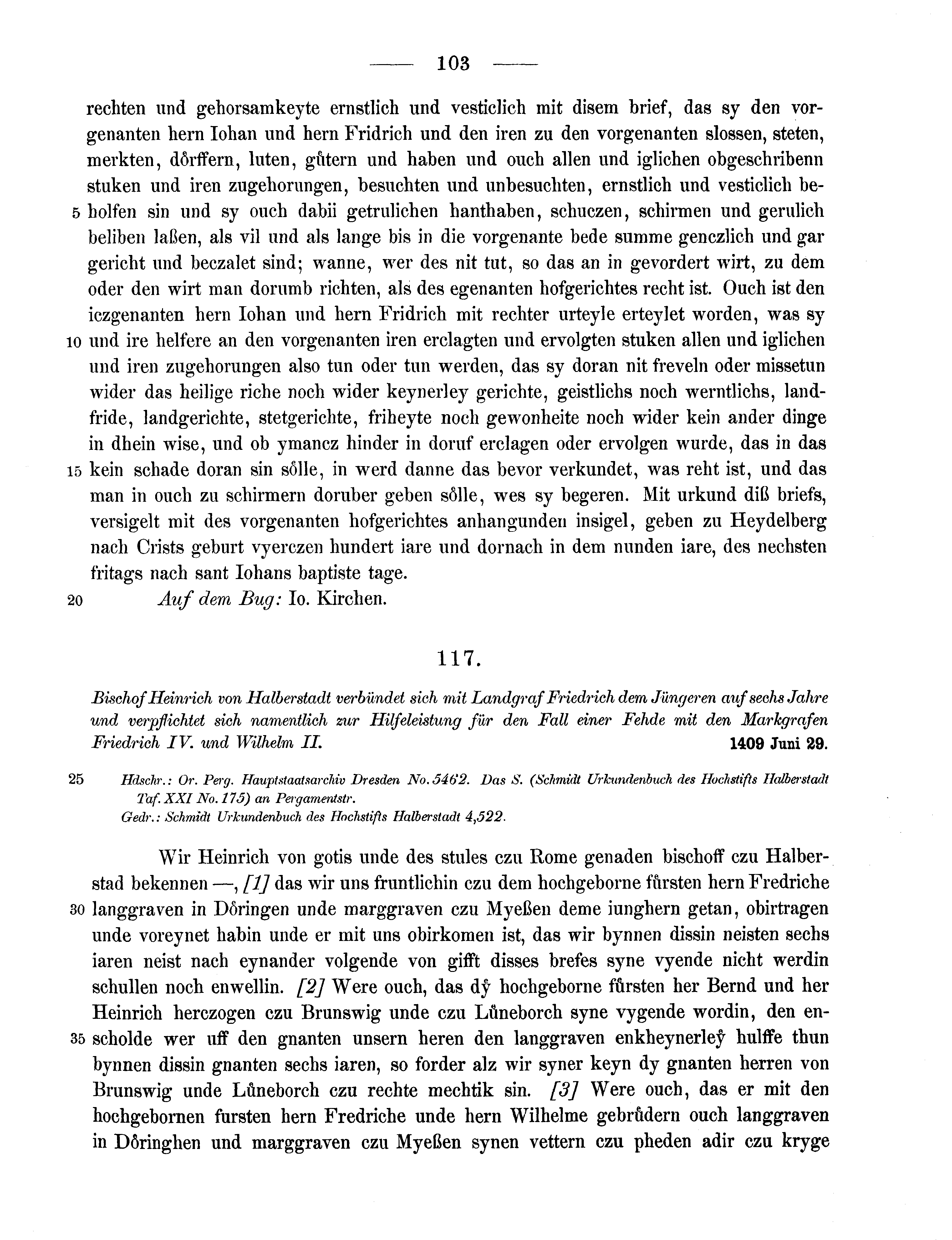 Historische Urkunde Seite 103 aus Band cds1b3