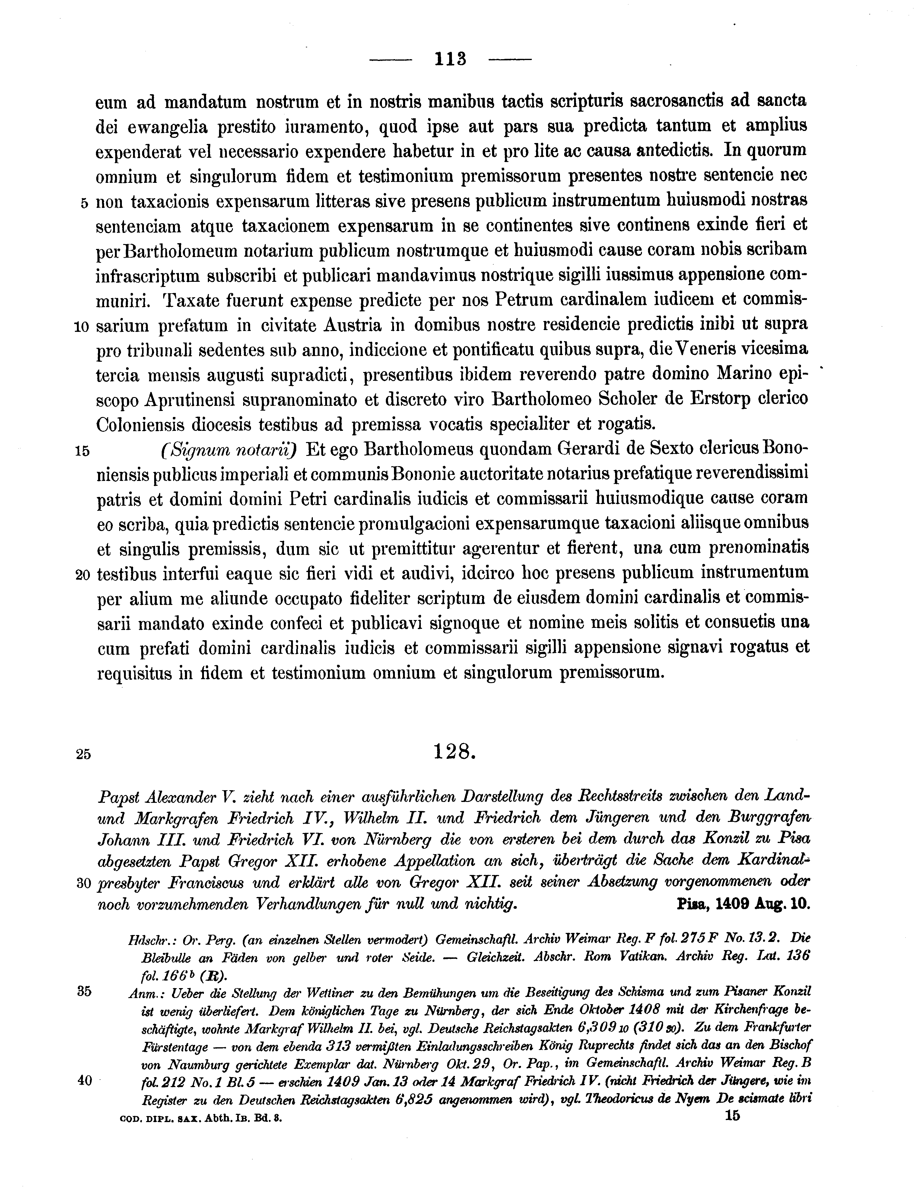 Historische Urkunde Seite 113 aus Band cds1b3