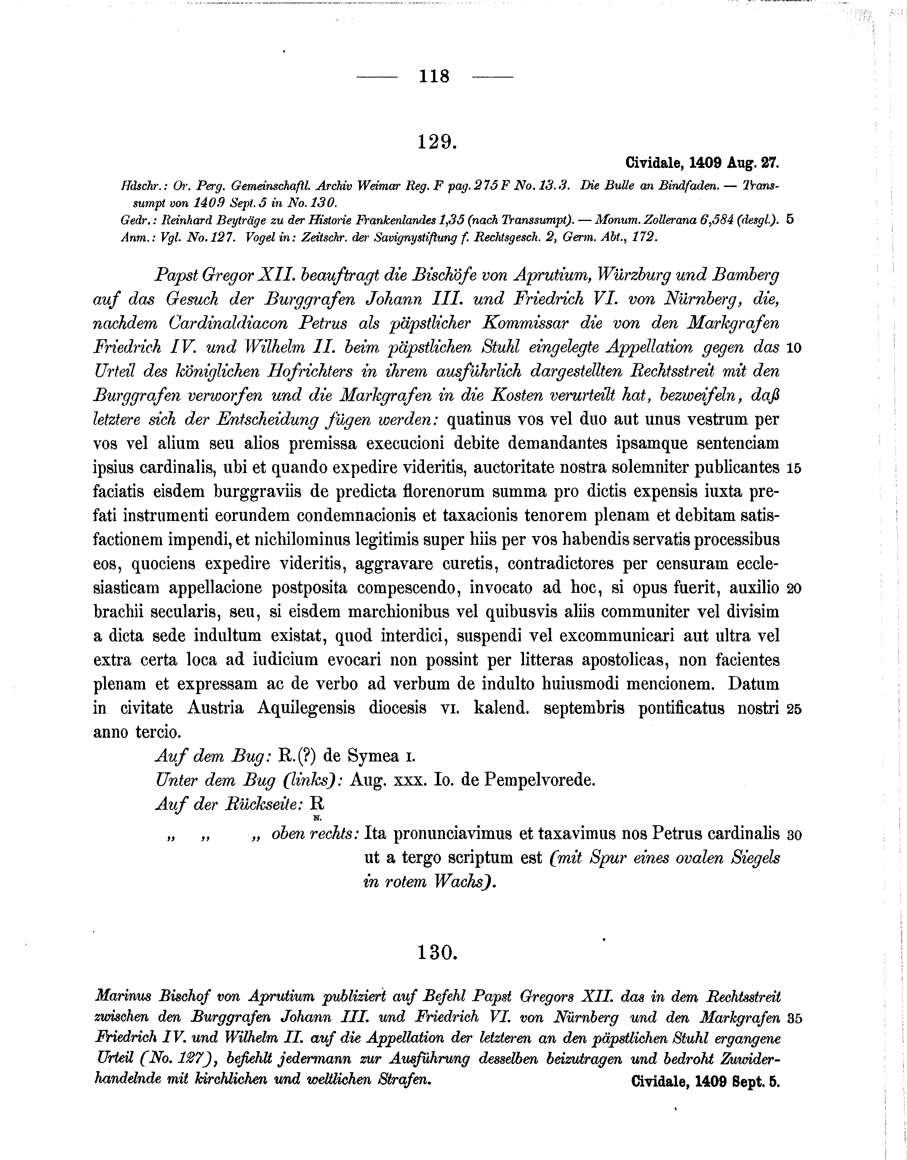 Historische Urkunde Seite 118 aus Band cds1b3