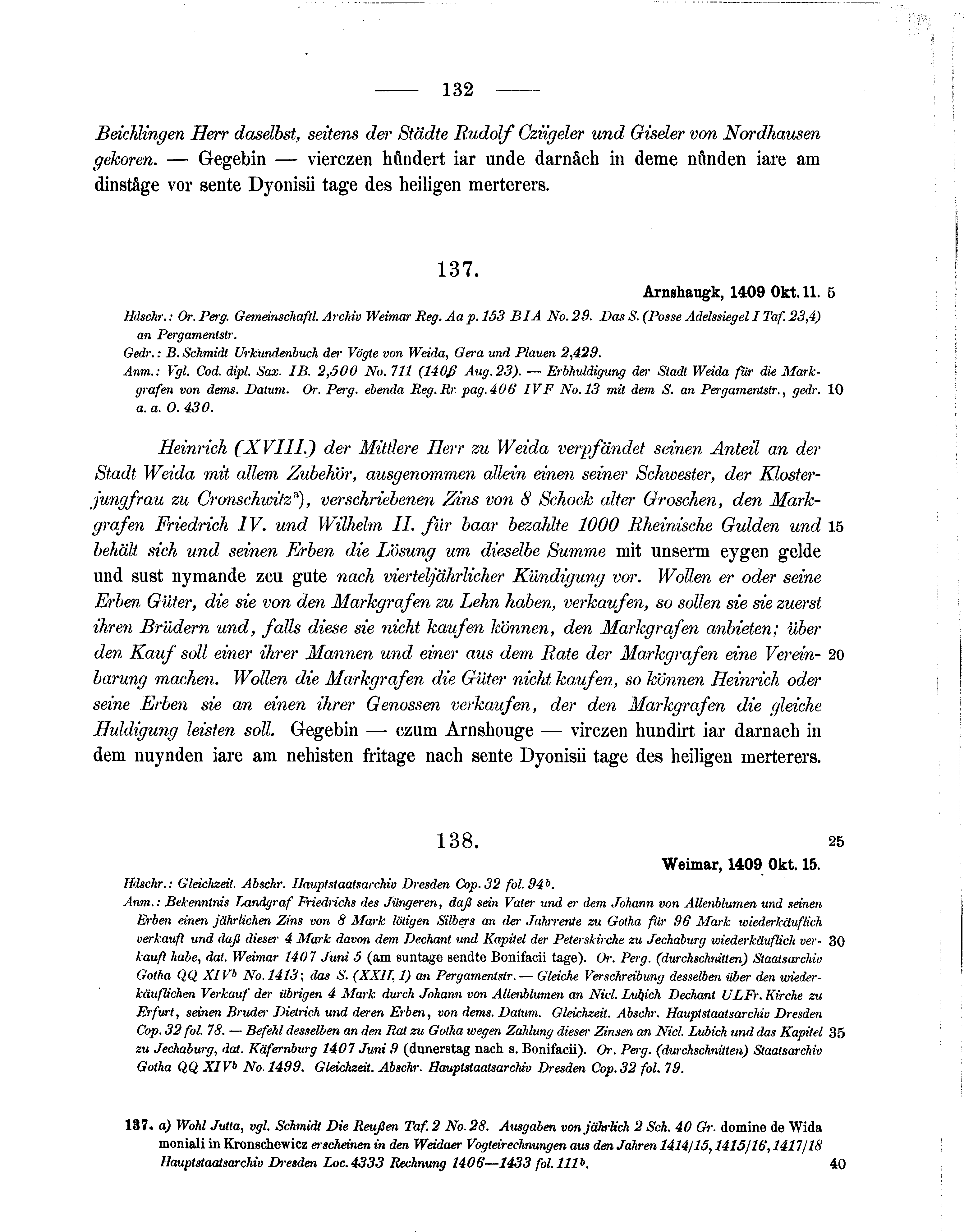 Historische Urkunde Seite 132 aus Band cds1b3